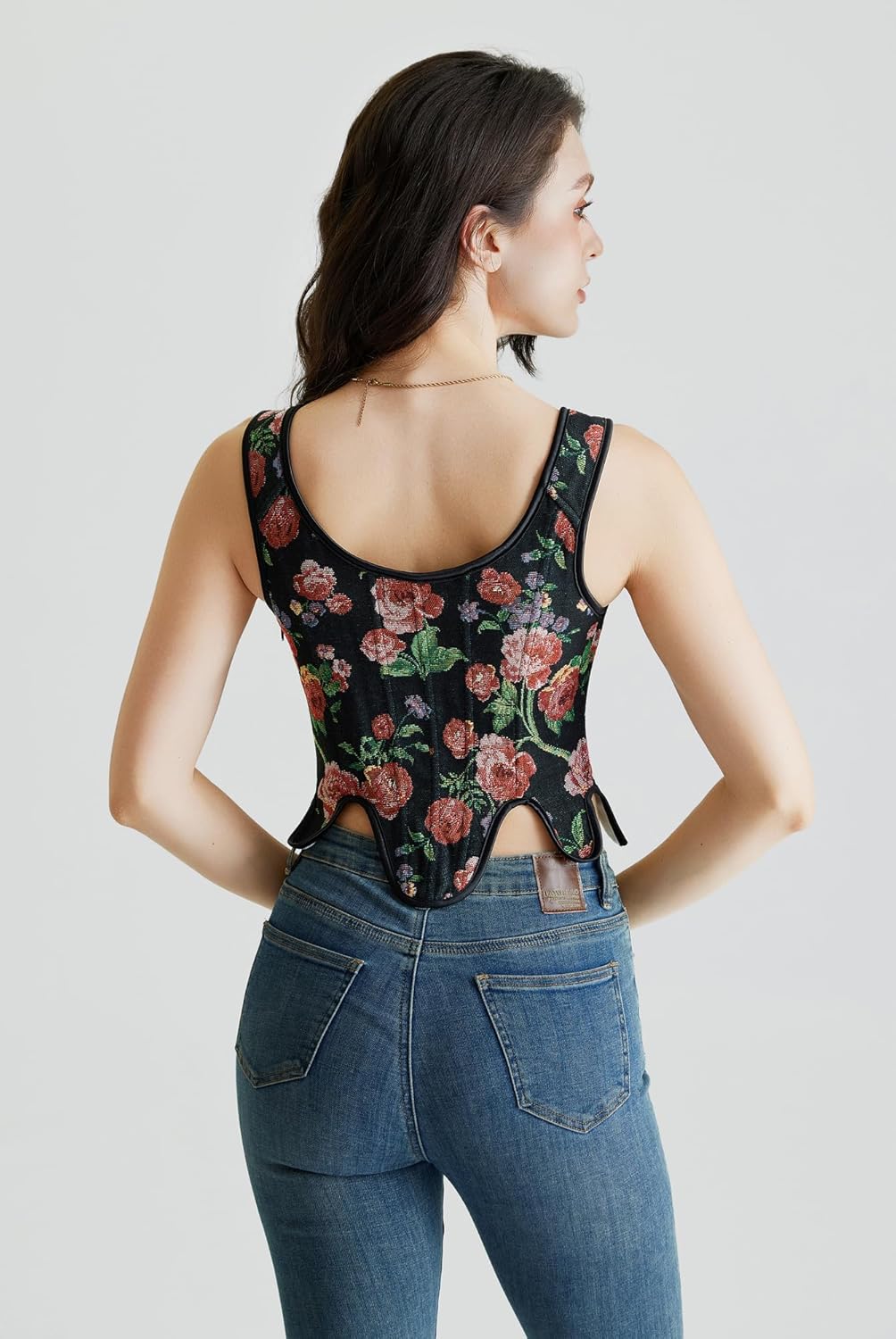Scarlet Darkness Corset Tops for Women Renaissance Corset Floral Lace Up Bodyshaper Bustier