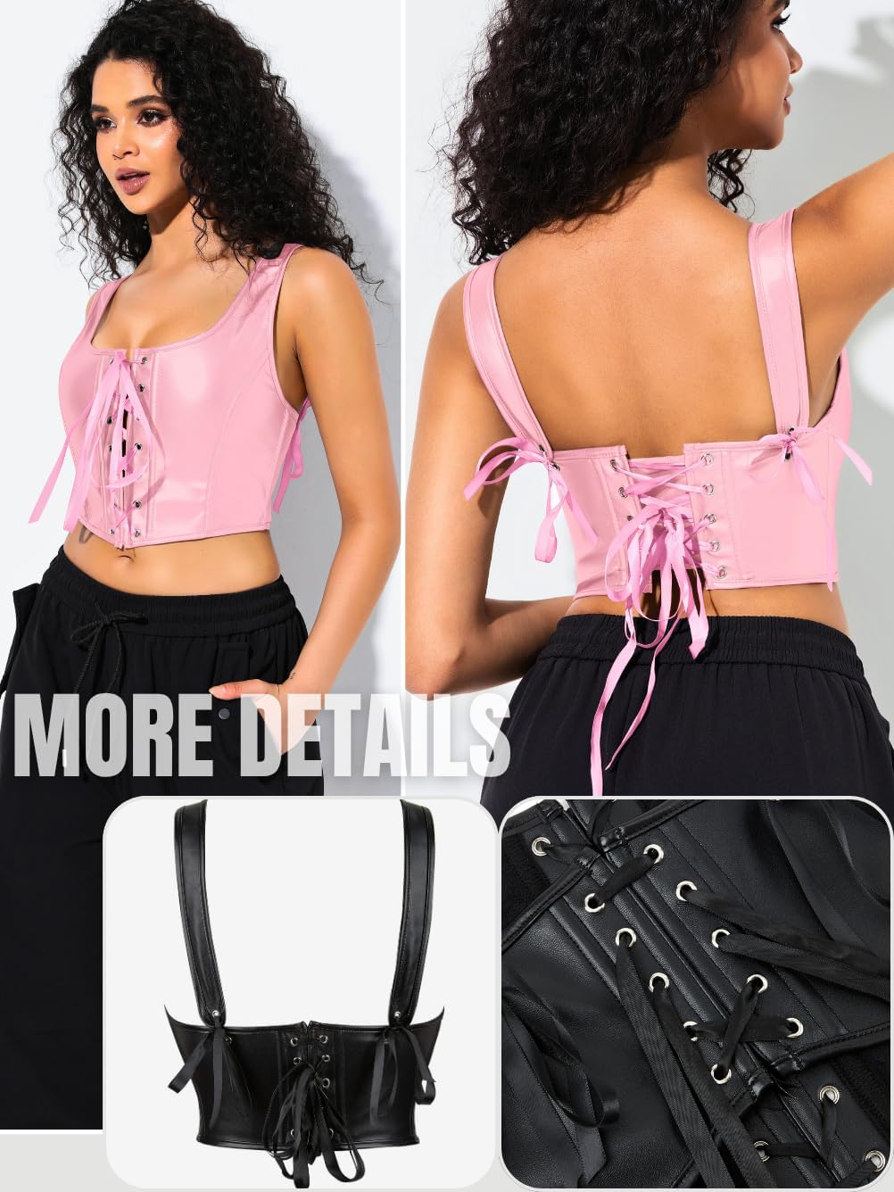 Renaissance Corsets Leather, Lace Up Overbust, S-6XL Sexy Tops