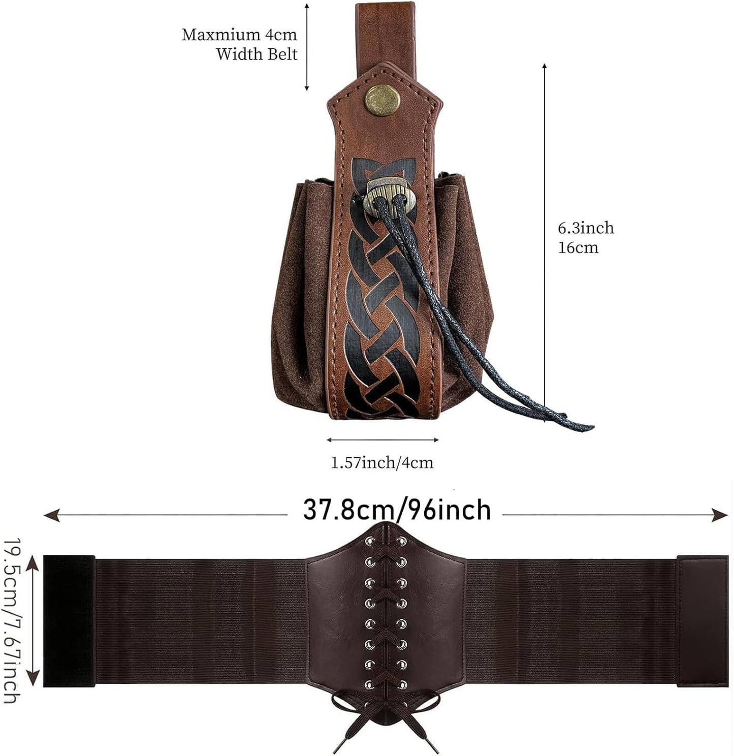 SUMGOGO 5PCS Corset Renaissance Belt Medieval Renaissance Belt Pouch Cork Potion Bottle Festival Halloween Costume Accessory