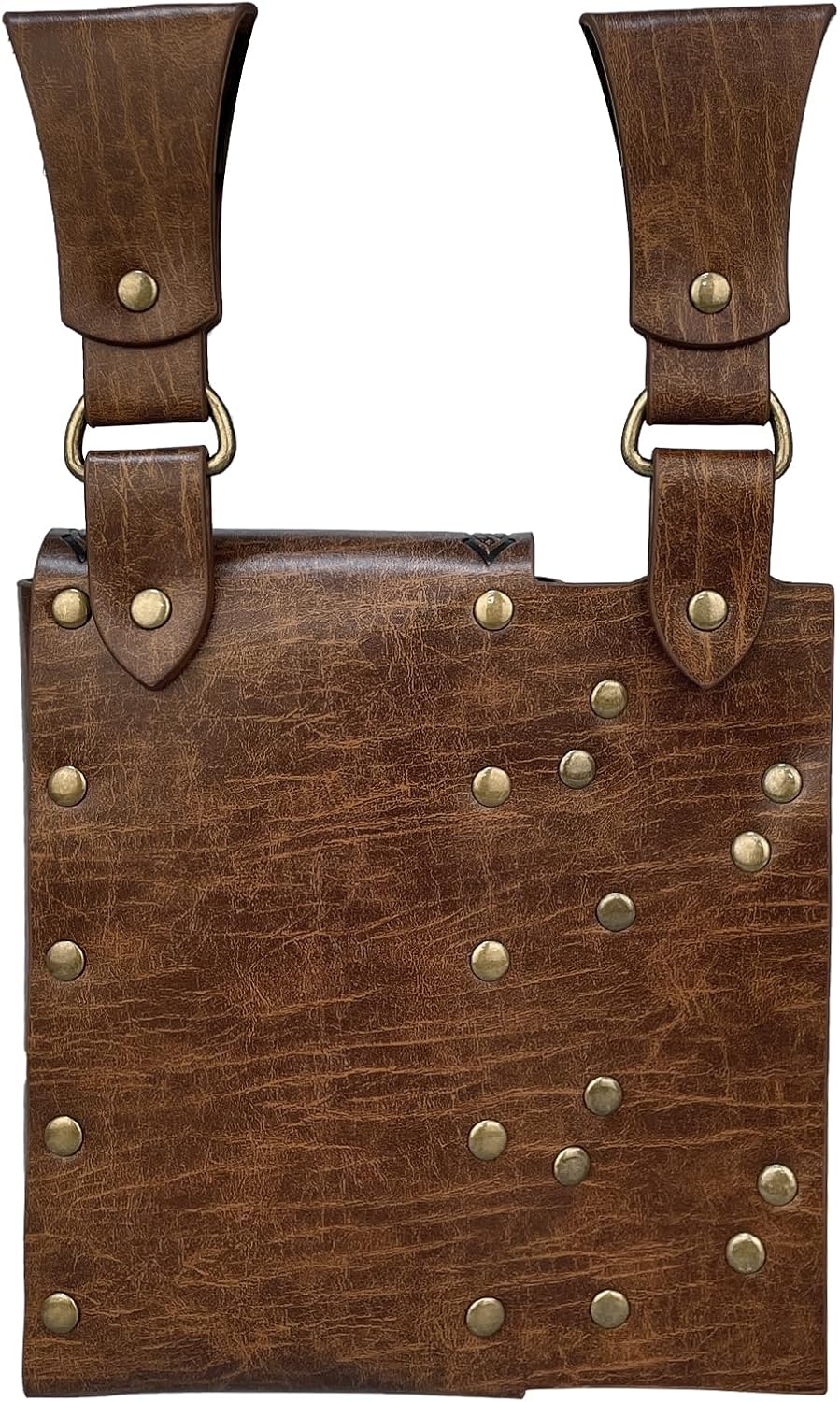 HiiFeuer Medieval Alchemy Faux Leather Belt Bag with 4 Cork Potion Vials, Fantasy Wizard Waist Pouch Side Pack for Ren Faire (Light Brown A)