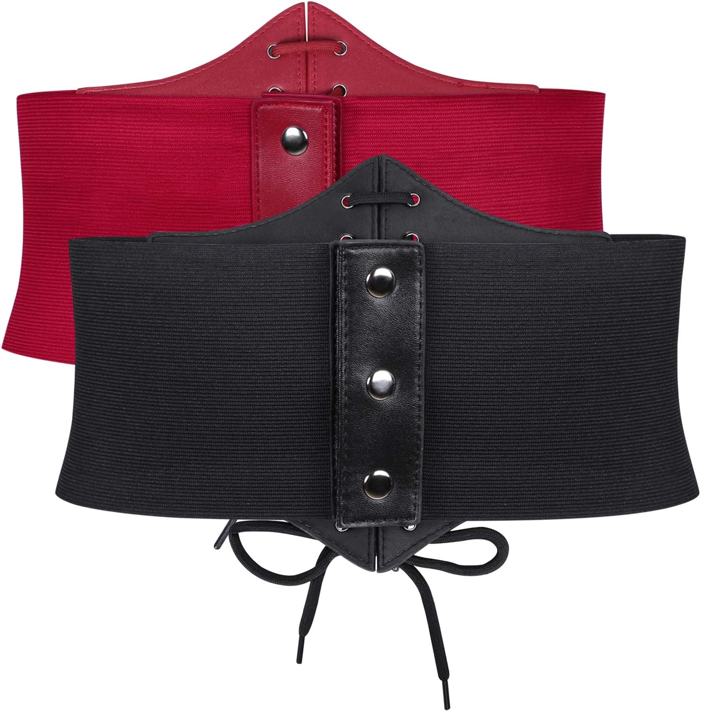 WHIPPY Women's Lace-up Corset Elastic Waist Belt, Tied Waspie Wide Belt for Women Halloween Costume