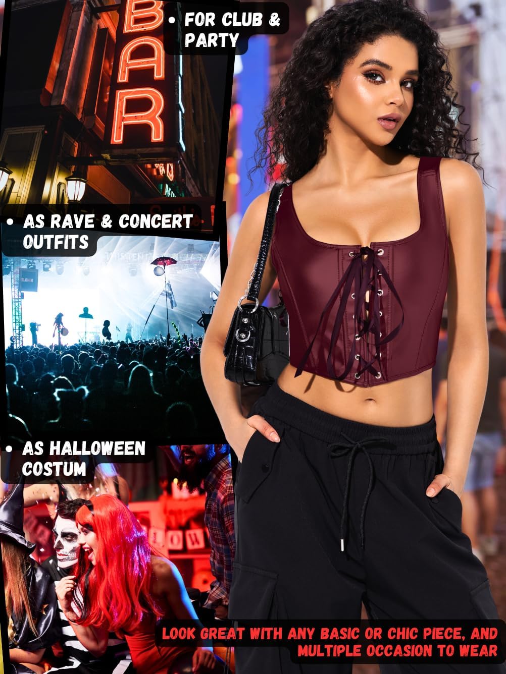 Renaissance Corsets Leather, Lace Up Overbust, S-6XL Sexy Tops