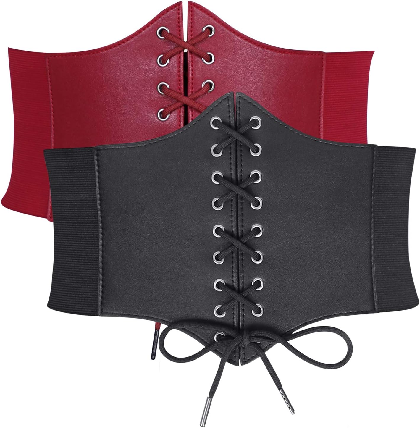 WHIPPY Women's Lace-up Corset Elastic Waist Belt, Tied Waspie Wide Belt for Women Halloween Costume