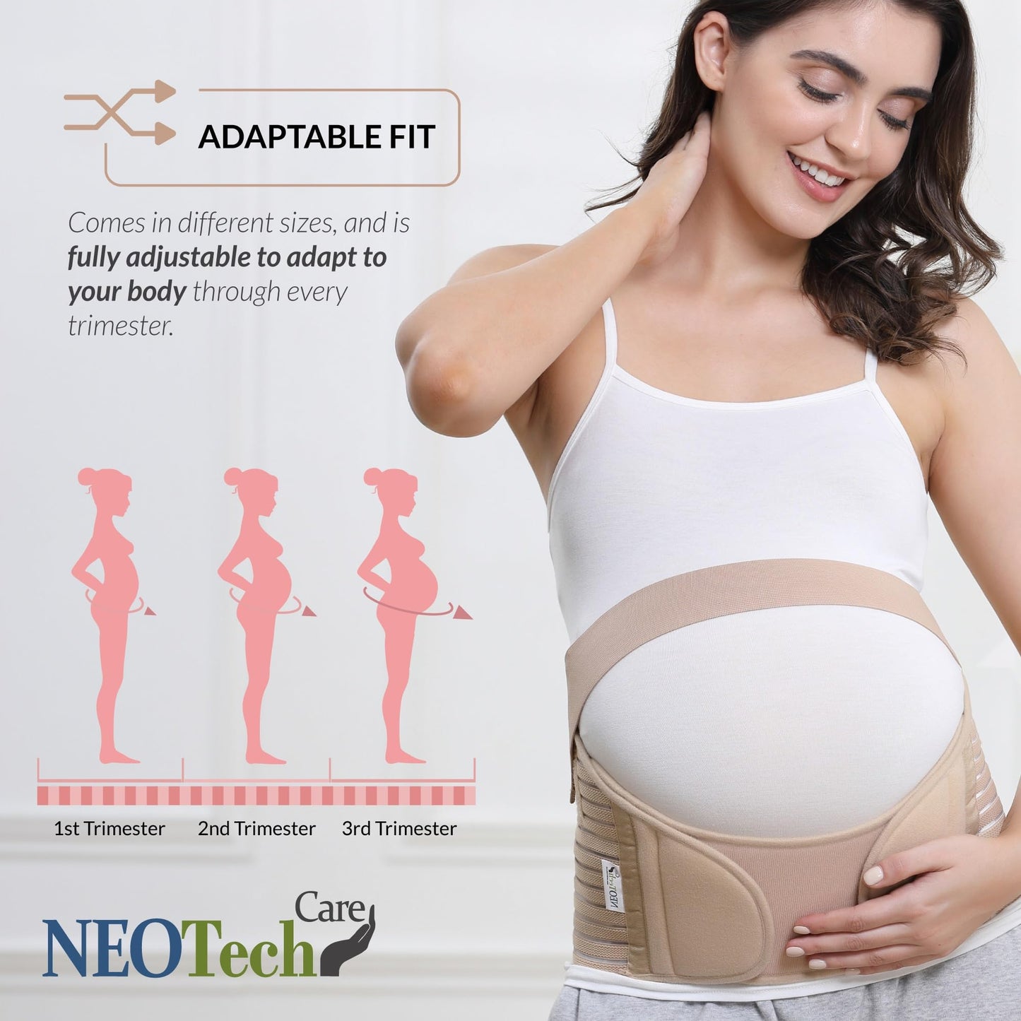 NeoTech Care Pregnancy Support Maternity Belt, Waist/Back/Abdomen Band, Belly Brace (Size M, Black Color)