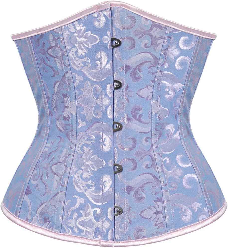 Zhitunemi Women's Lace Up Boned Jacquard Brocade Waist Training Underbust Corset