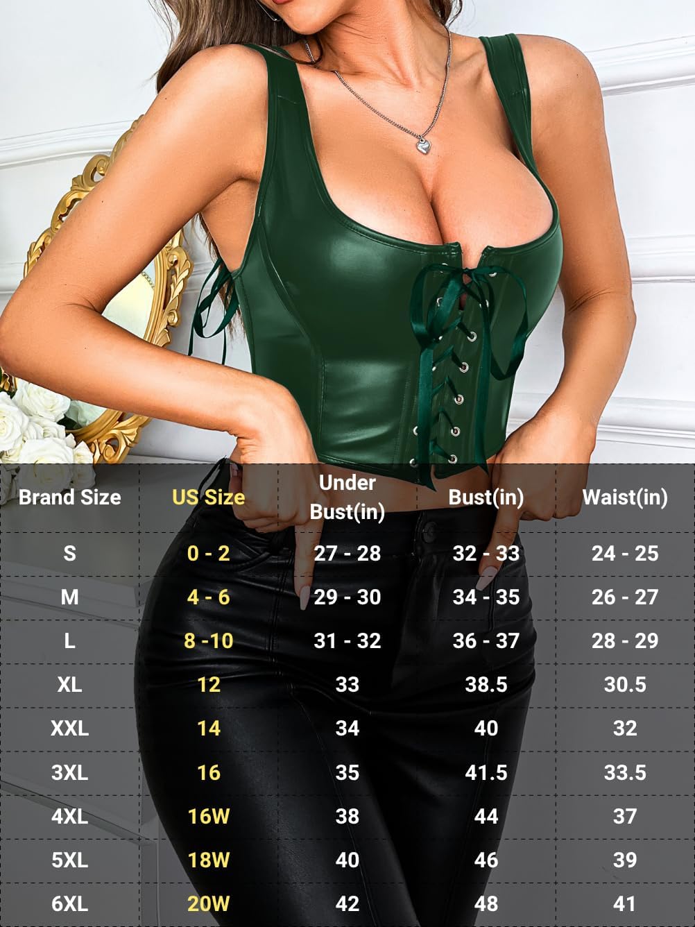 Renaissance Corsets Leather, Lace Up Overbust, S-6XL Sexy Tops