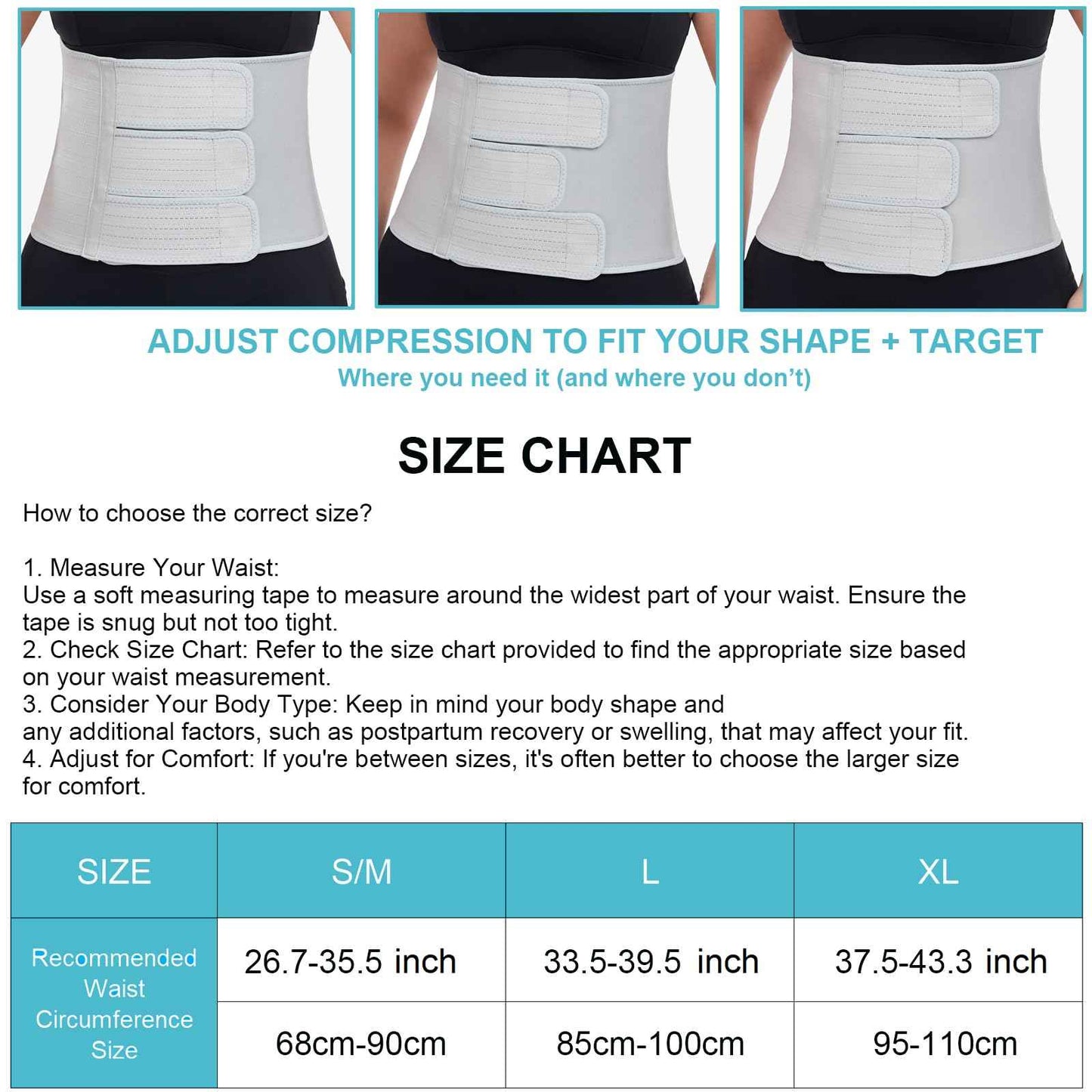 Postpartum Recovery Abdominal Binder Belly Band for Natural Delivery & C-Section Recovery, 9" High Compression Wrap