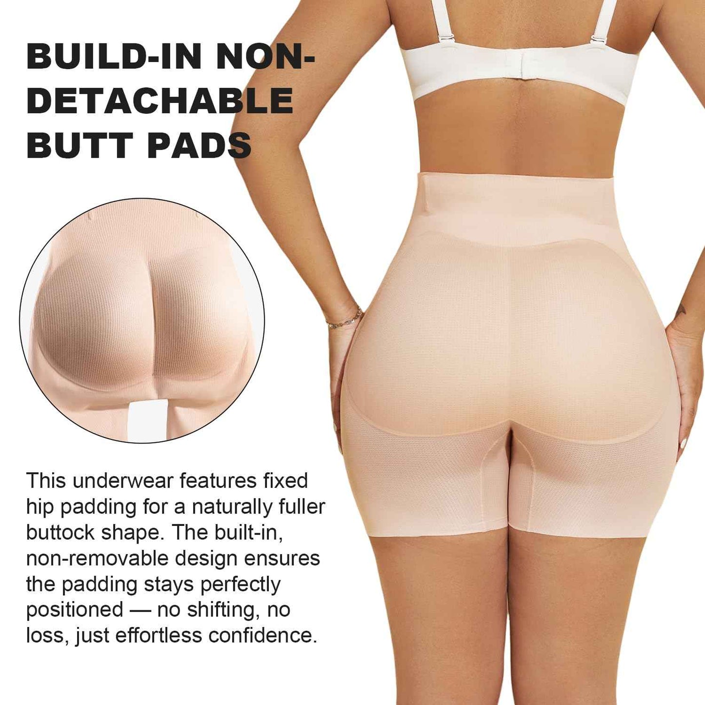 MOVWIN Padded Underwear for Women Tummy Control Shapewear Shorts Butt Lifting Panties Seamless Butt Pads for Bigger Butt