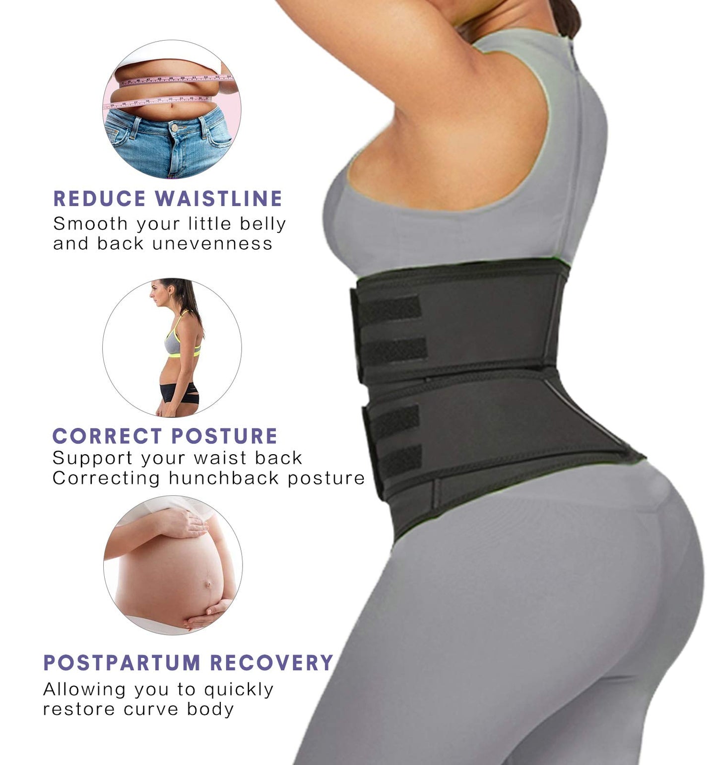 YIANNA Waist Trainer for Women Latex Underbust Double Training Belt Tummy Control Waist Cincher Sport Girdle