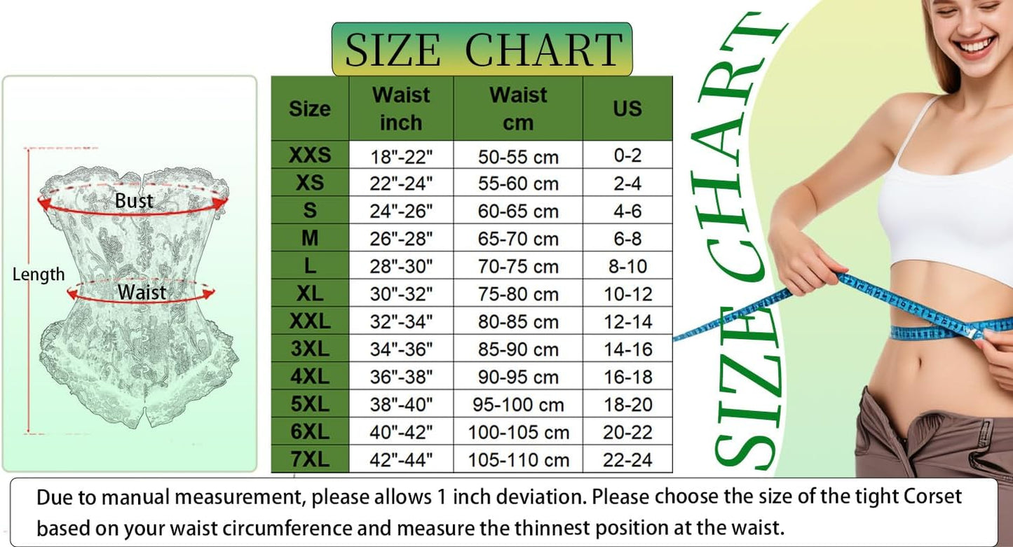 Jutrisujo Underbust Corset Top Bustier Women Lace up Boned Gothic Waist Trainer Fashion Plus Size