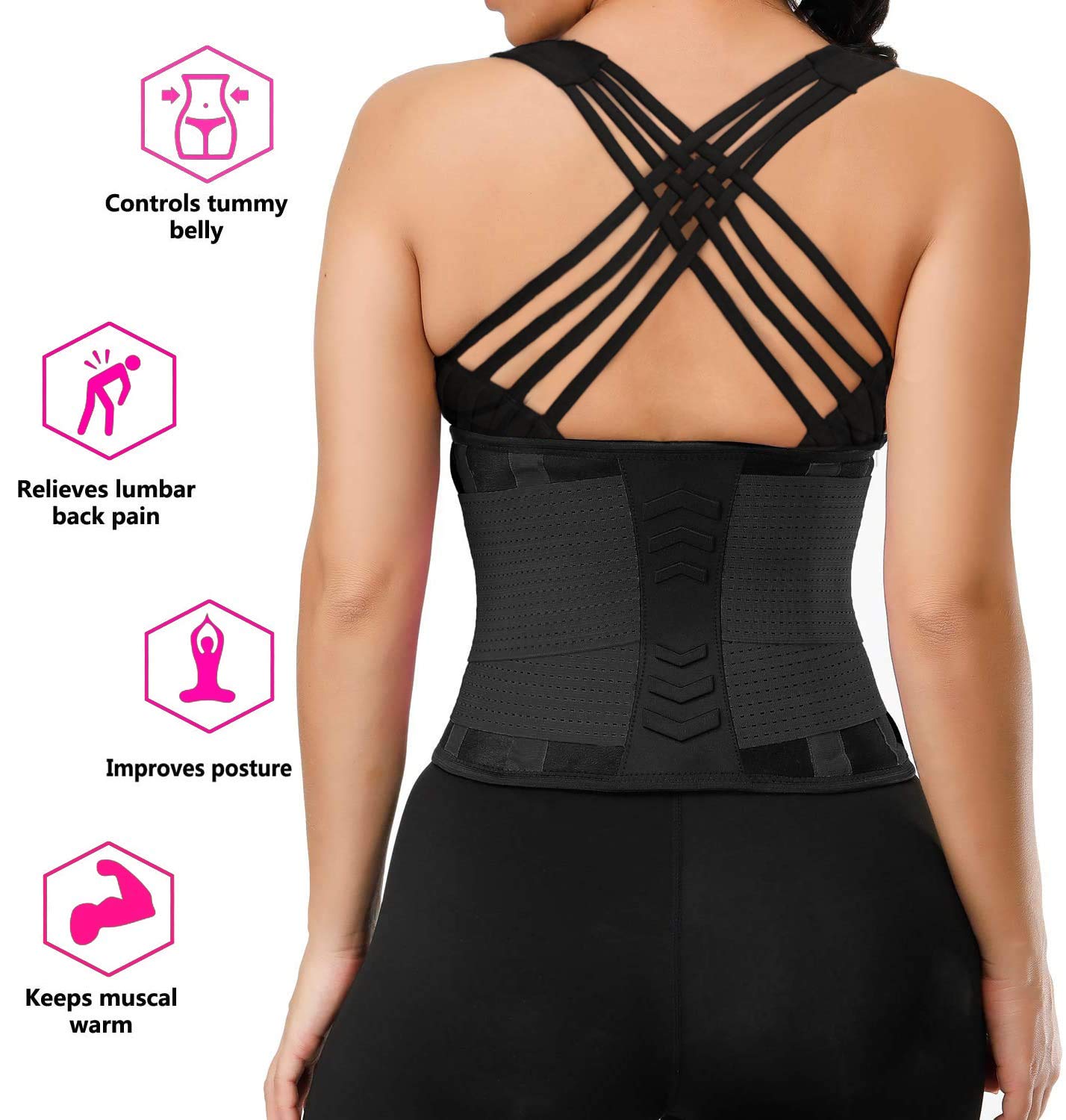 YIANNA Waist Trainer Belt for Women Waist Trimmer Weight Loss Workout Fitness Back Support Belts
