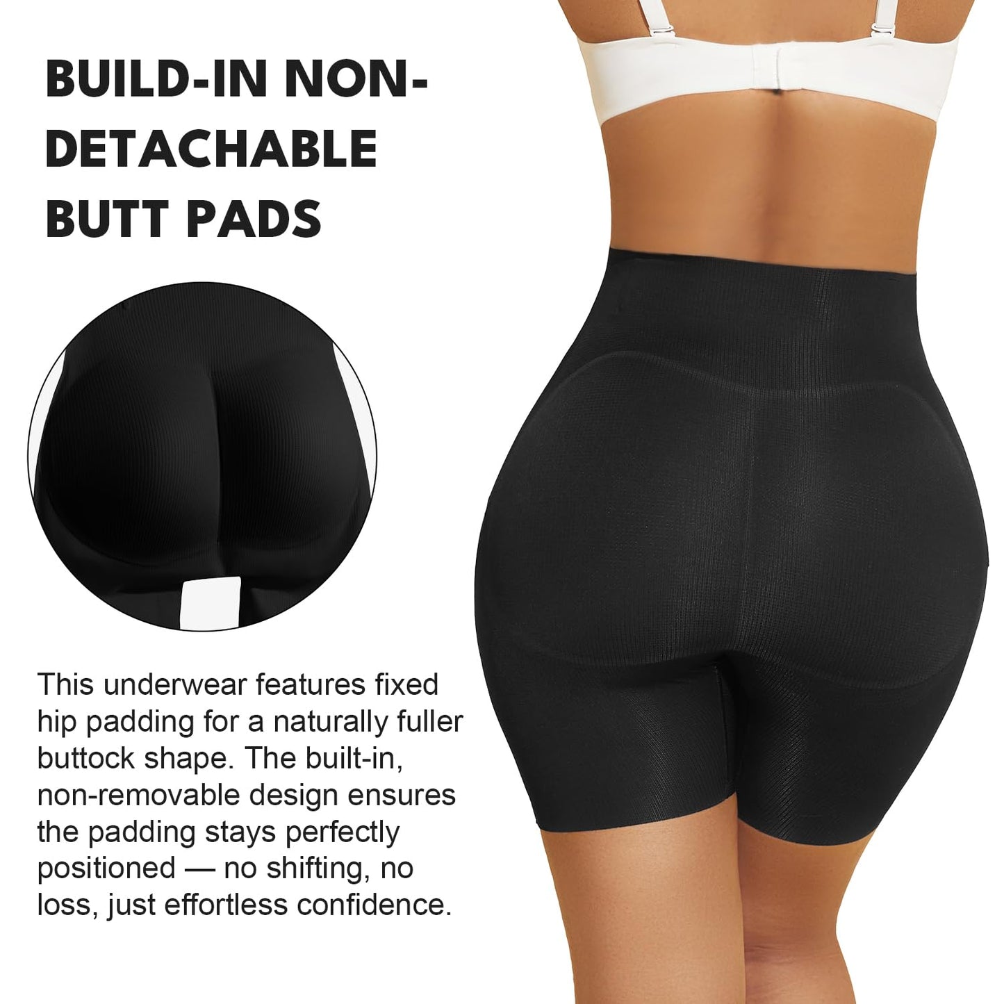 MOVWIN Padded Underwear for Women Tummy Control Shapewear Shorts Butt Lifting Panties Seamless Butt Pads for Bigger Butt