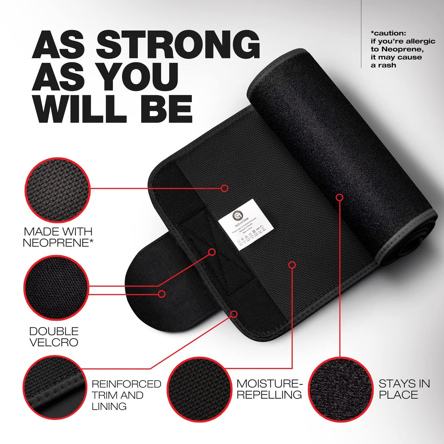 ActiveGear Premium Waist Trimmer & Trainer Belt for Men and Women - Sweat-Enhancing Slimming Wrap for Stomach, Adjustable Fit
