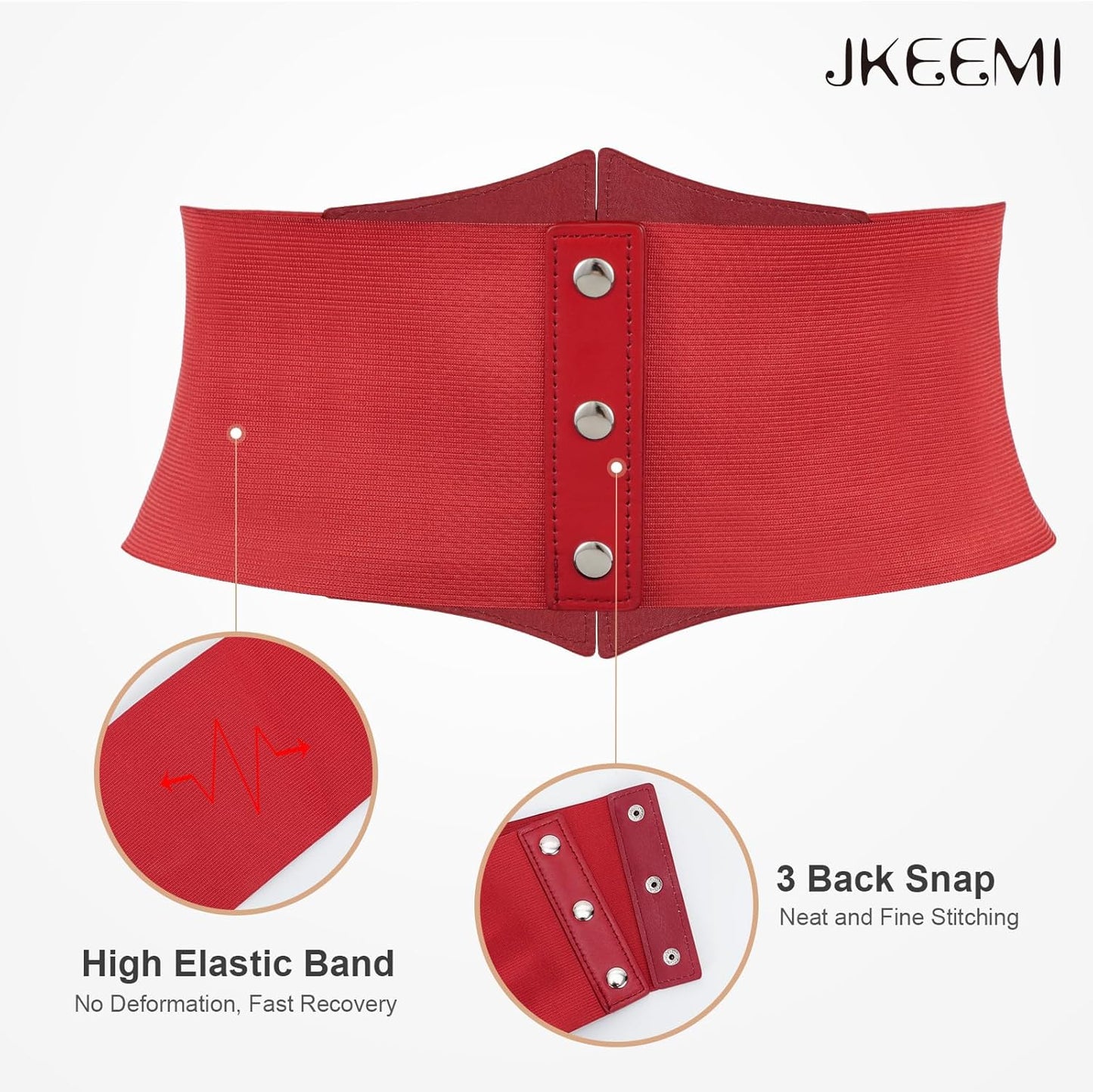 Women Corset Belt Metal O-Ring Heart-Ring Wide Elastic Waspie Waist Belt for Daily Cosplay Halloween Costumes