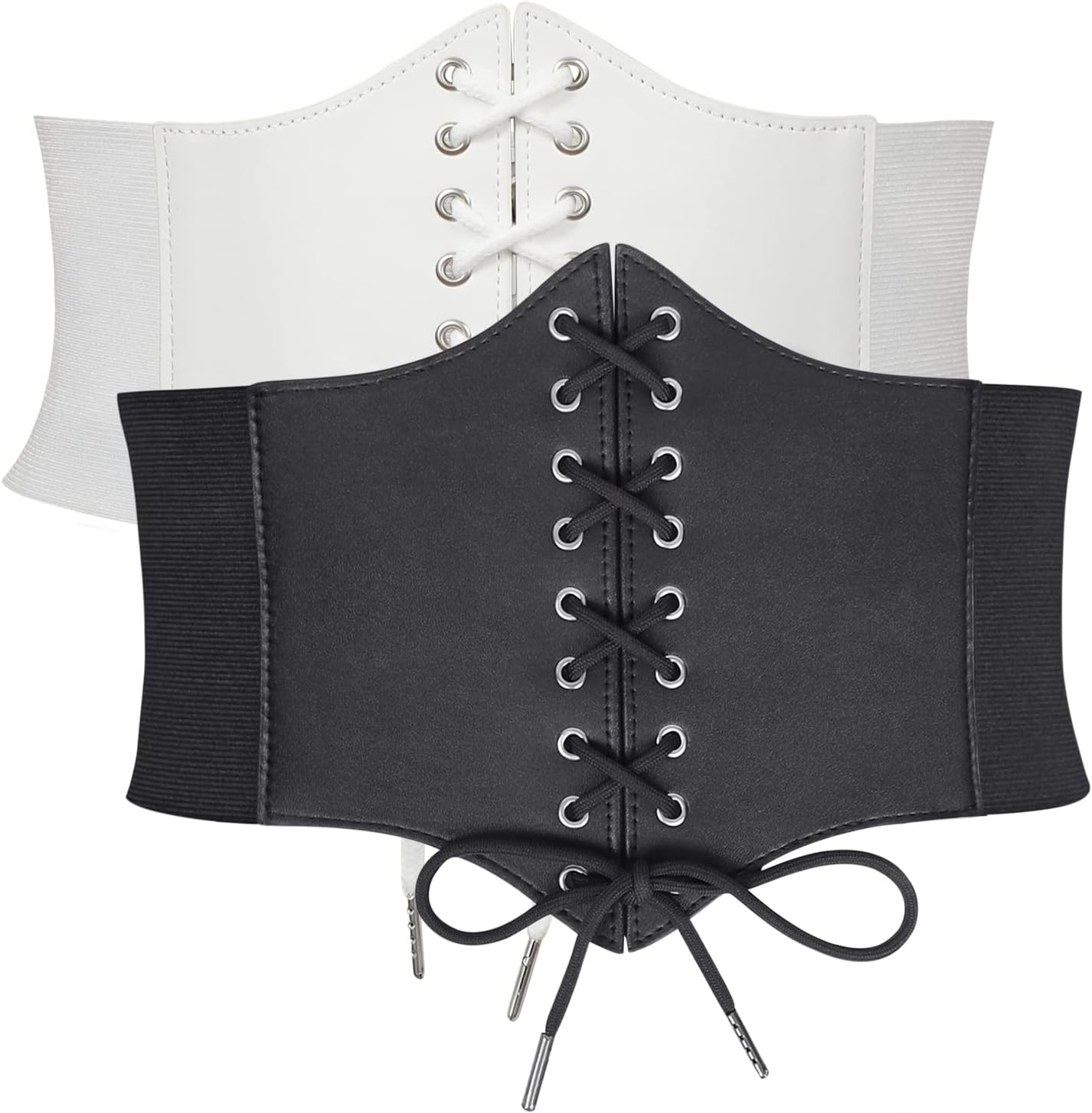 WHIPPY Women's Lace-up Corset Elastic Waist Belt, Tied Waspie Wide Belt for Women Halloween Costume
