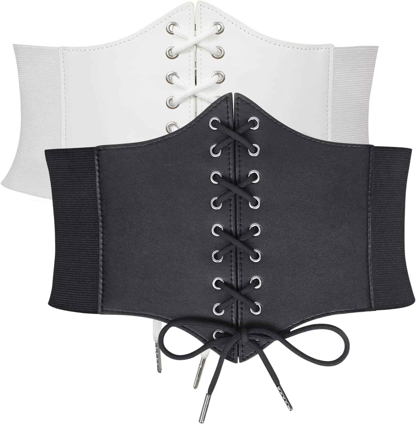 WHIPPY Women's Lace-up Corset Elastic Waist Belt, Tied Waspie Wide Belt for Women Halloween Costume