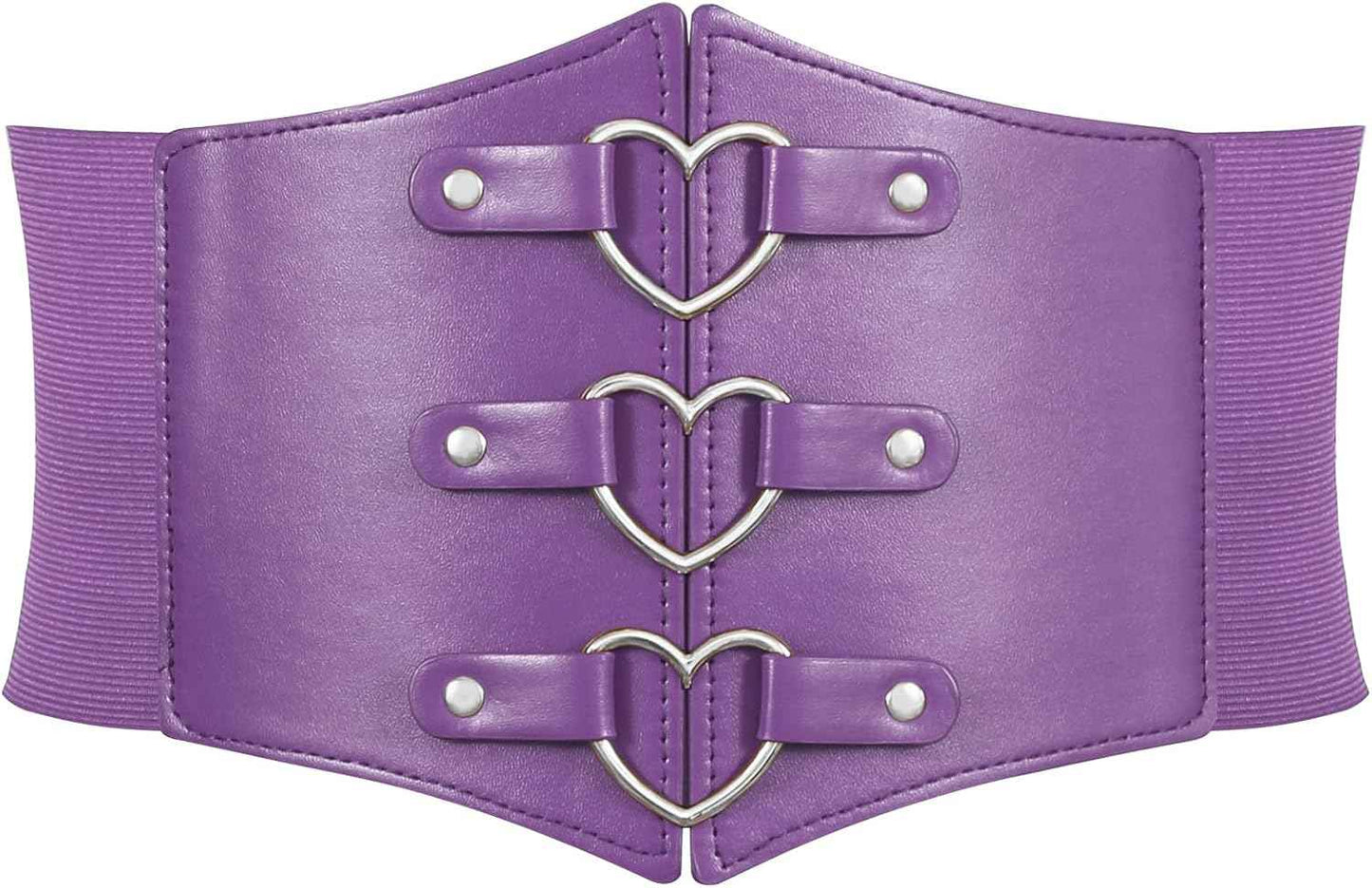 Women Corset Belt Metal O-Ring Heart-Ring Wide Elastic Waspie Waist Belt for Daily Cosplay Halloween Costumes