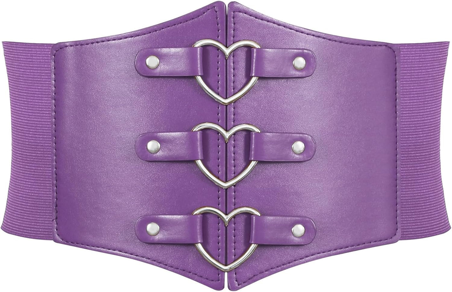 Women Corset Belt Metal O-Ring Heart-Ring Wide Elastic Waspie Waist Belt for Daily Cosplay Halloween Costumes