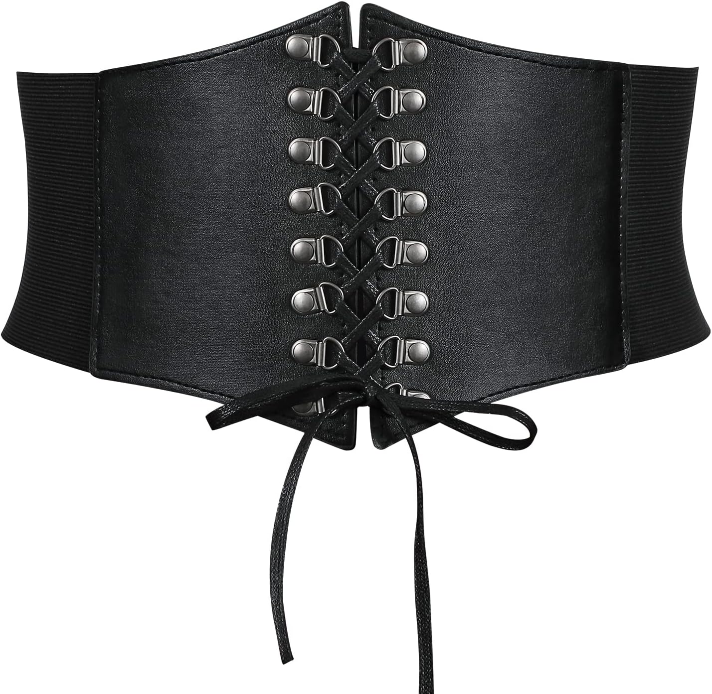 WHIPPY Women's Lace-up Corset Elastic Waist Belt, Tied Waspie Wide Belt for Women Halloween Costume