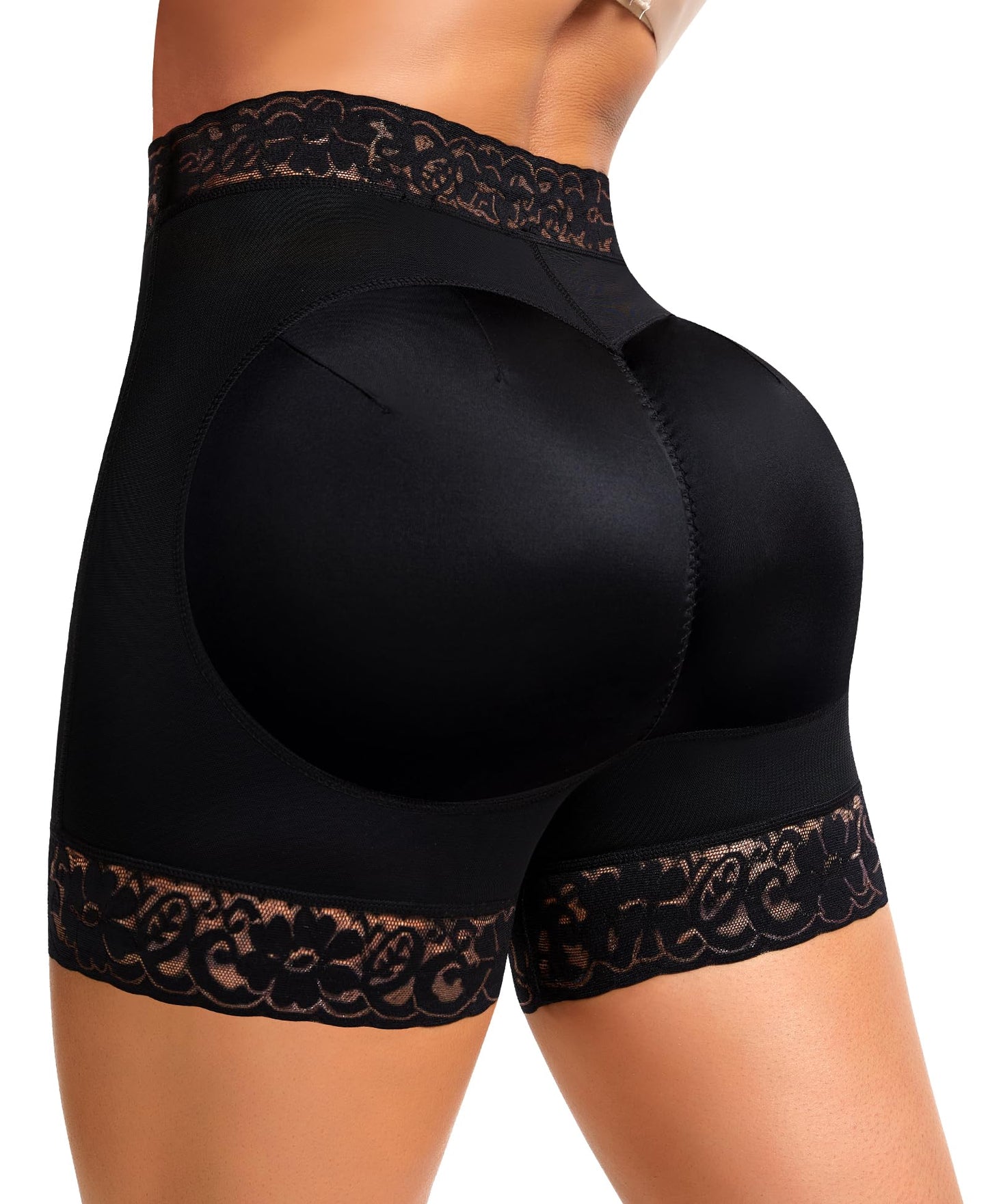 DERCA Padded Underwear for Women Butt Lifting Shapewear Booty Pads Hip Enhancer Lace Boyshorts
