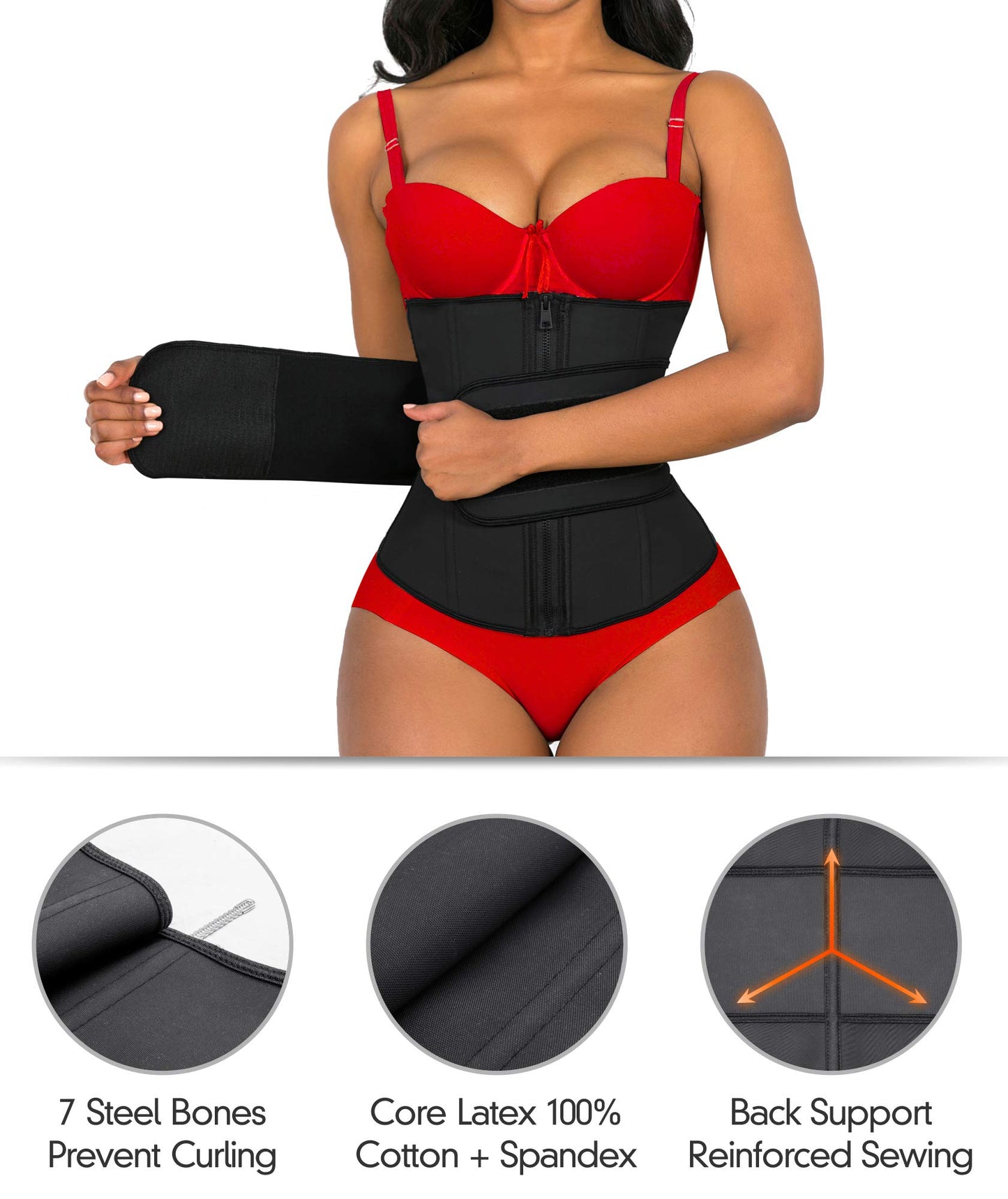 YIANNA Waist Trainer for Women Latex Underbust Double Training Belt Tummy Control Waist Cincher Sport Girdle