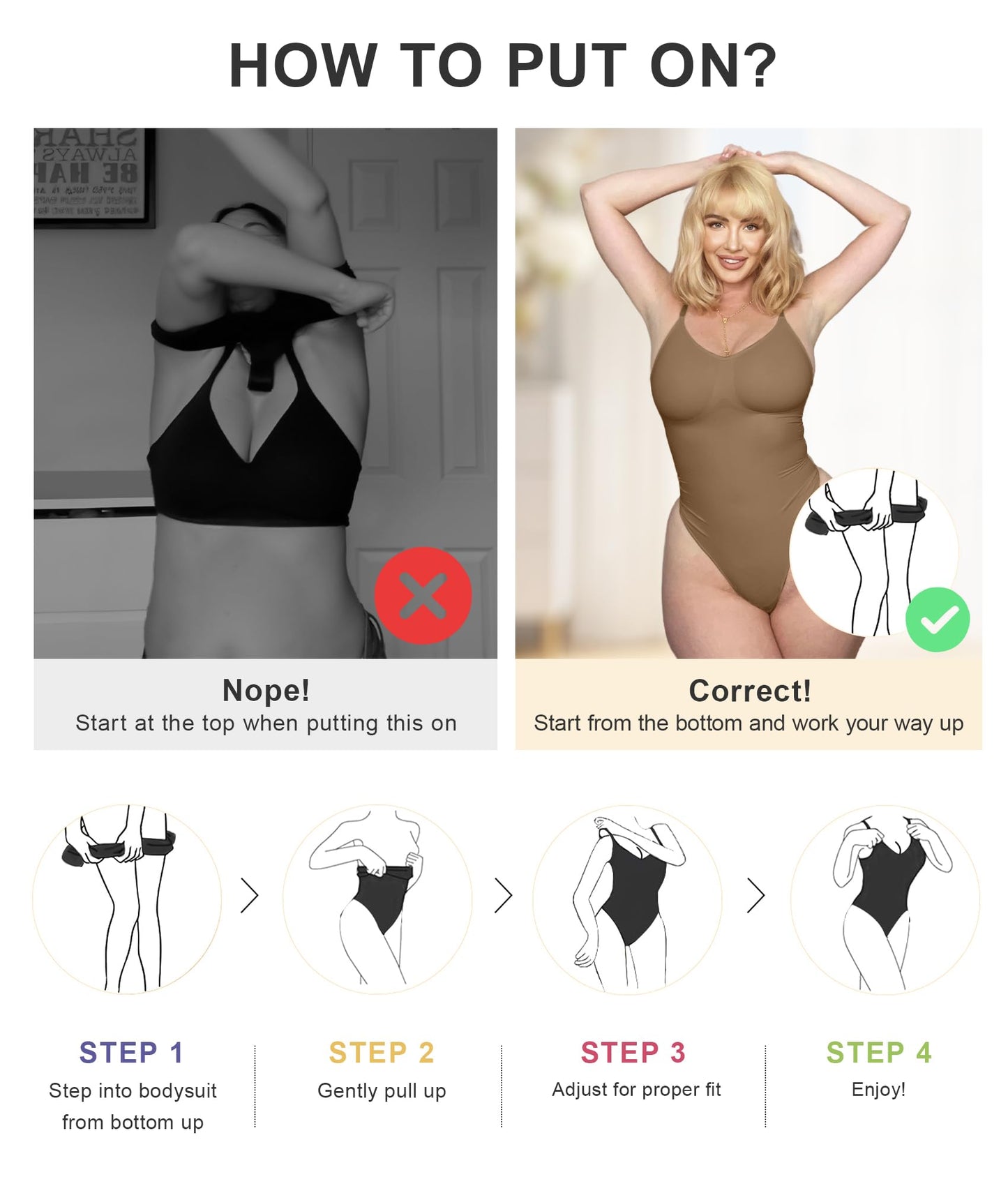 SHAPERX Women's Shapewear Bodysuit Tummy Control Body Shaper Seamless Sculpting Snatched Waist Body Suit
