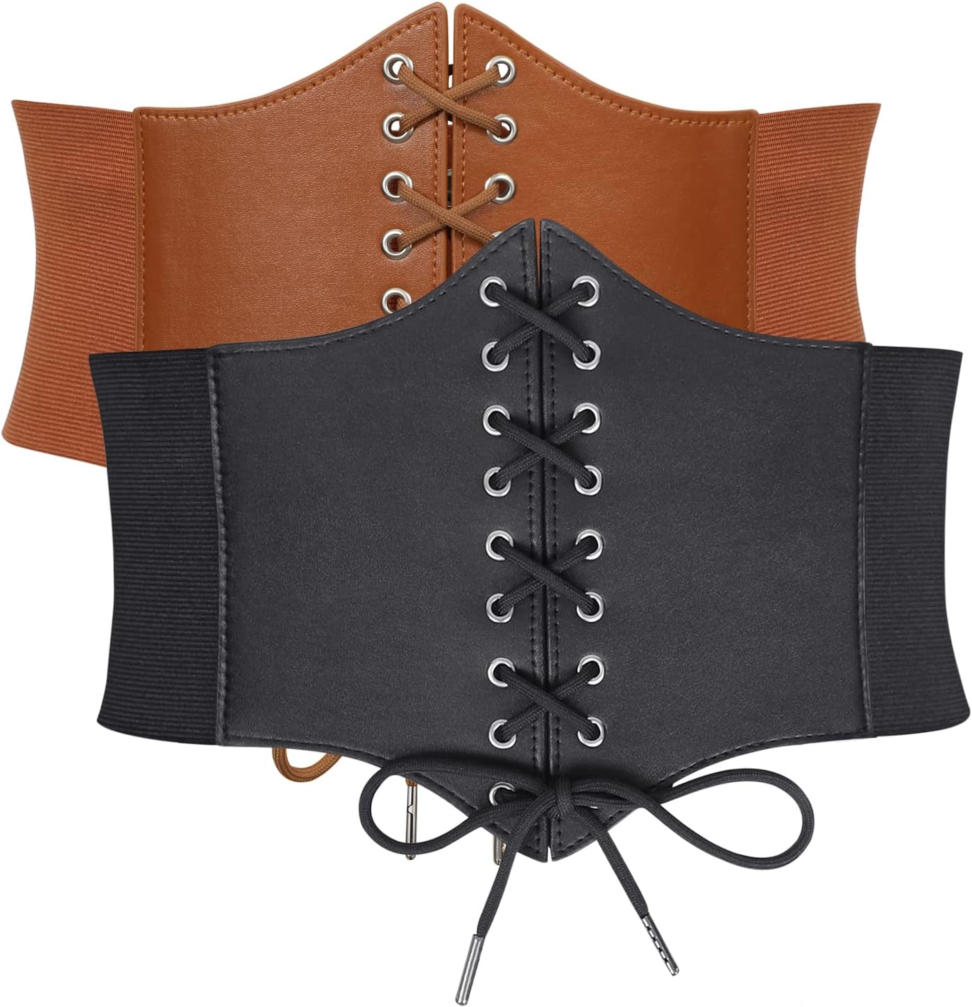 WHIPPY Women's Lace-up Corset Elastic Waist Belt, Tied Waspie Wide Belt for Women Halloween Costume