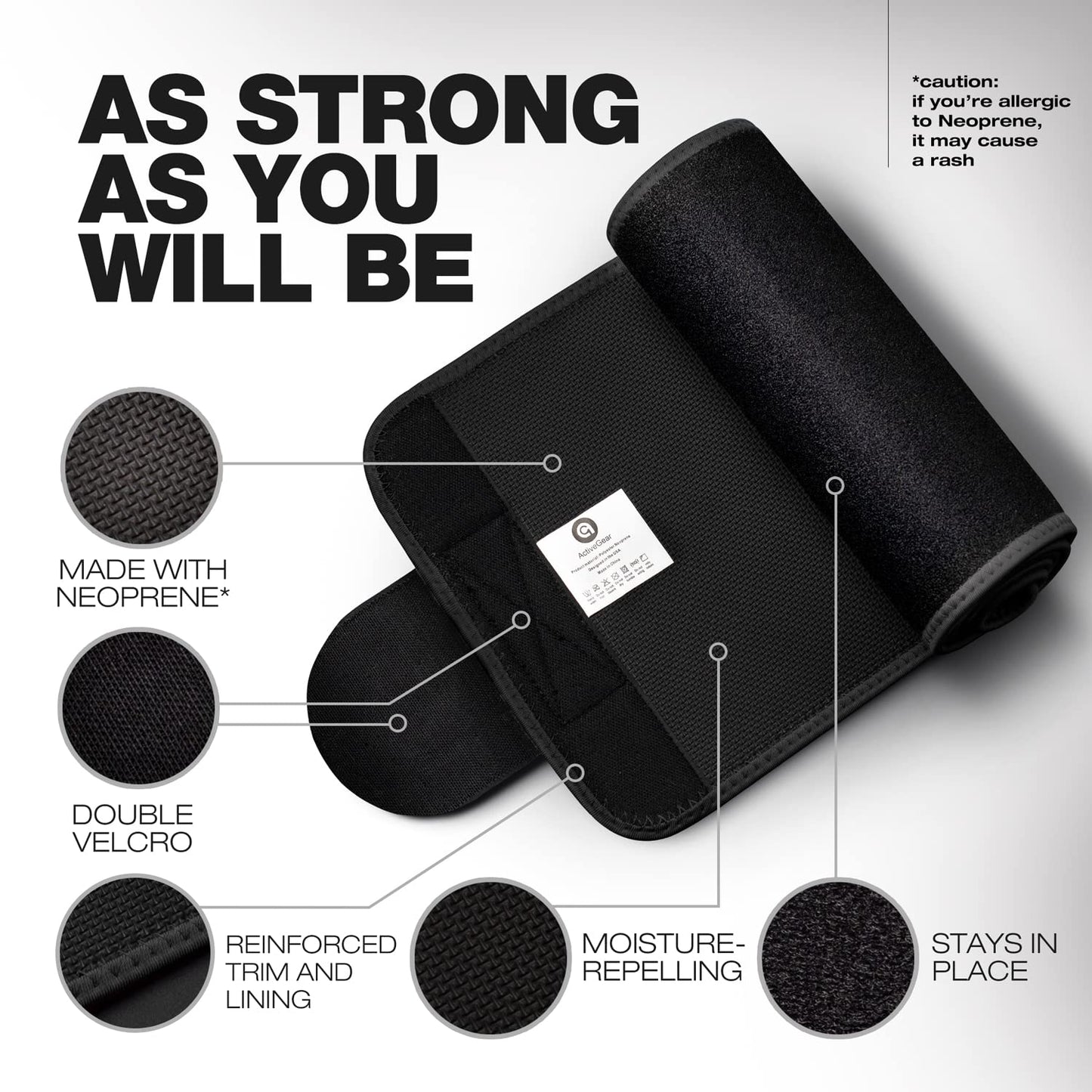 ActiveGear Premium Waist Trimmer & Trainer Belt for Men and Women - Sweat-Enhancing Slimming Wrap for Stomach, Adjustable Fit