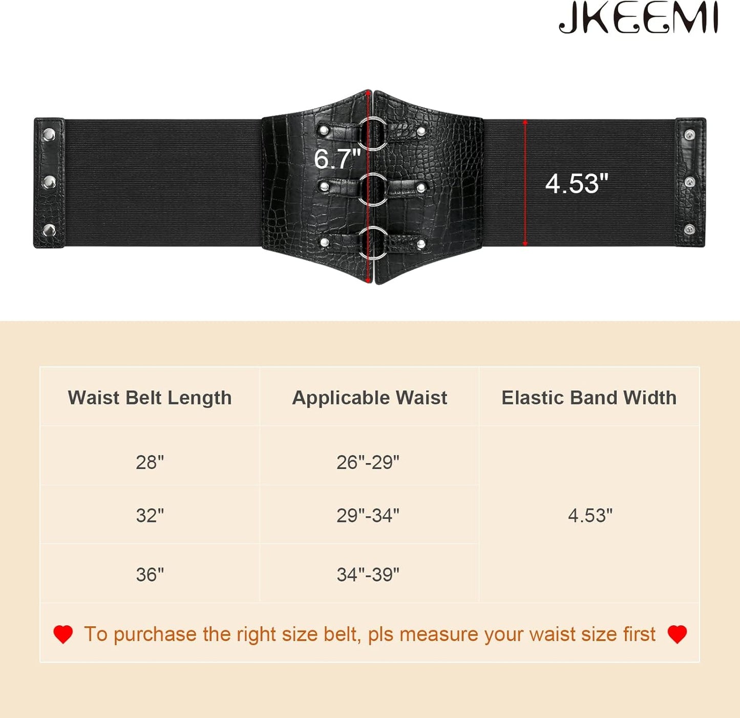 Women Corset Belt Metal O-Ring Heart-Ring Wide Elastic Waspie Waist Belt for Daily Cosplay Halloween Costumes