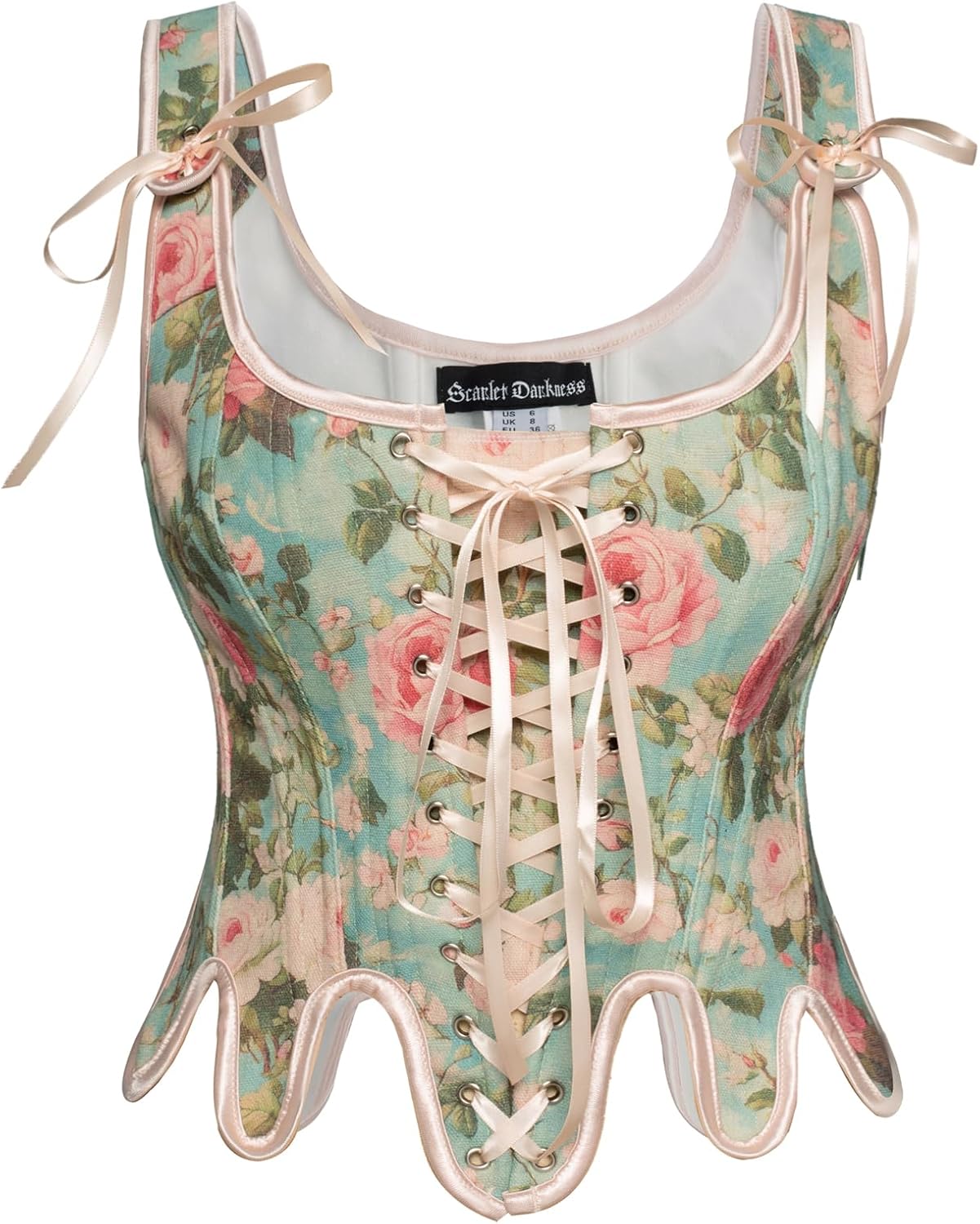 Scarlet Darkness Corset Tops for Women Renaissance Corset Floral Lace Up Bodyshaper Bustier