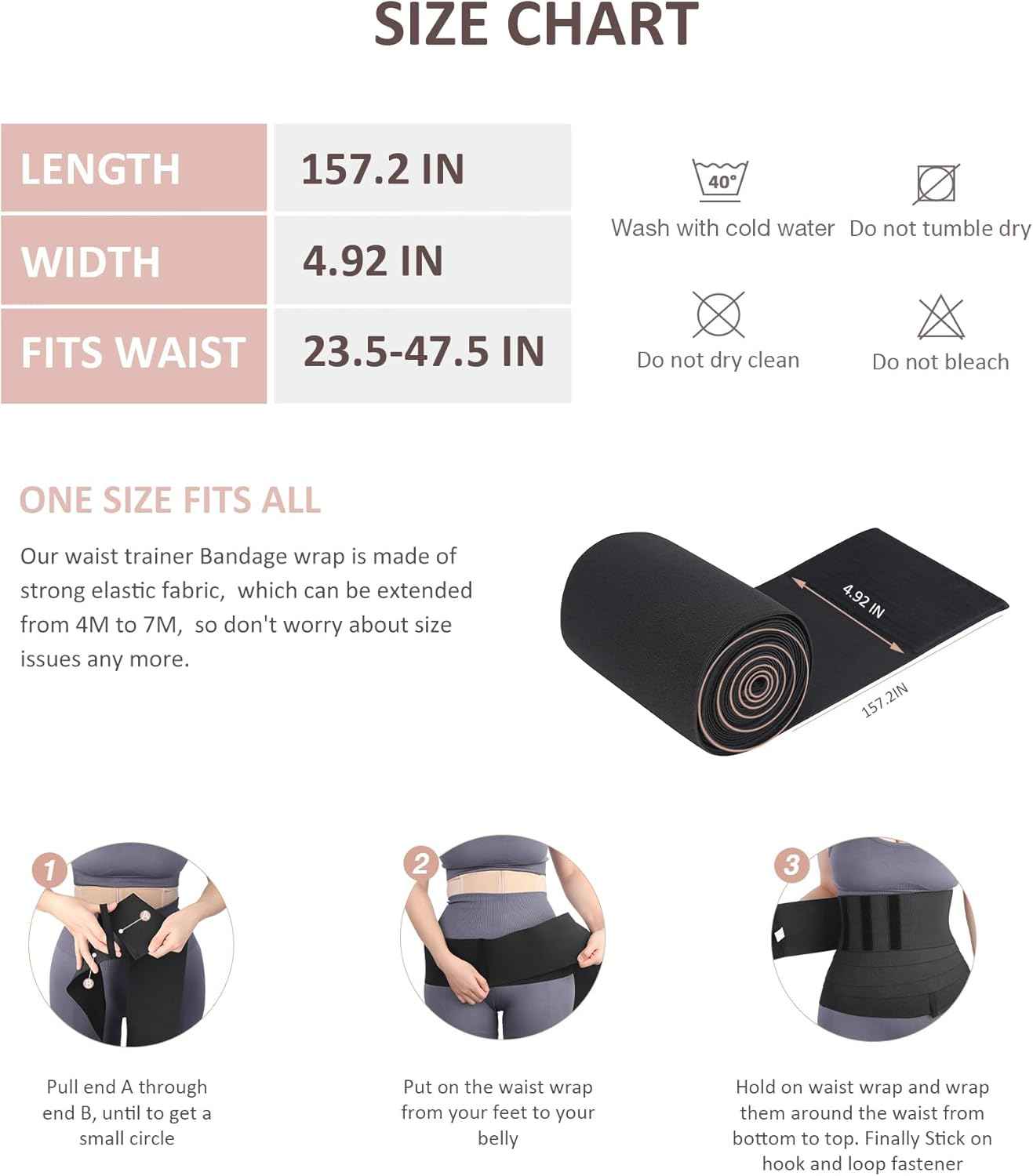 FeelinGirl Waist Trainer for Women Trimmer Belt Waist Cincher Tummy Wrap Plus Size Snatch Me Up Bandage Body Shaper