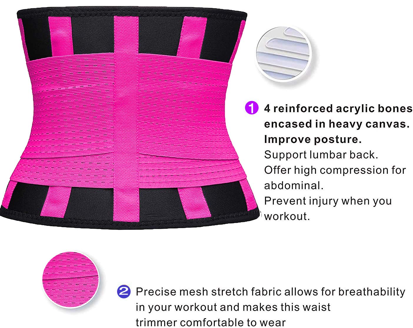 YIANNA Waist Trainer Belt for Women Waist Trimmer Weight Loss Workout Fitness Back Support Belts