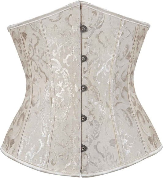 Zhitunemi Women's Lace Up Boned Jacquard Brocade Waist Training Underbust Corset