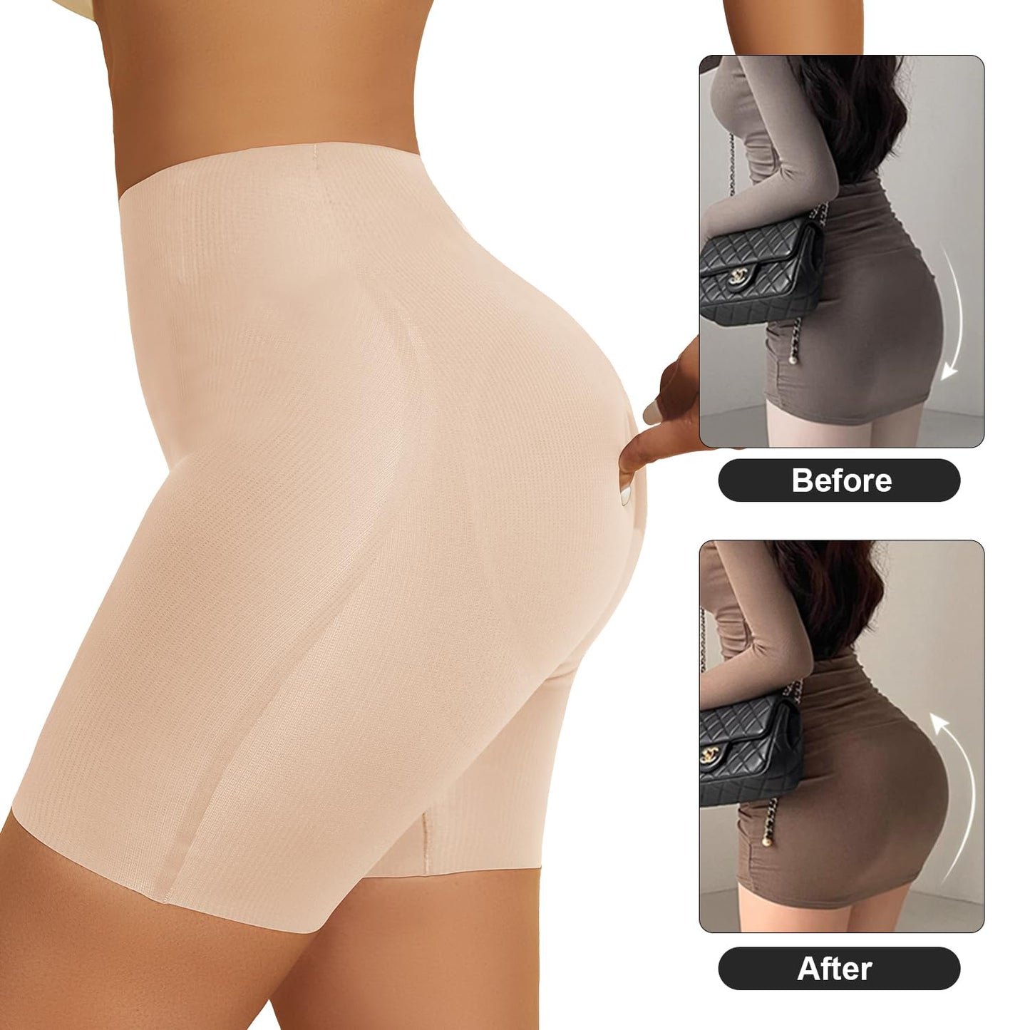 MOVWIN Padded Underwear for Women Tummy Control Shapewear Shorts Butt Lifting Panties Seamless Butt Pads for Bigger Butt
