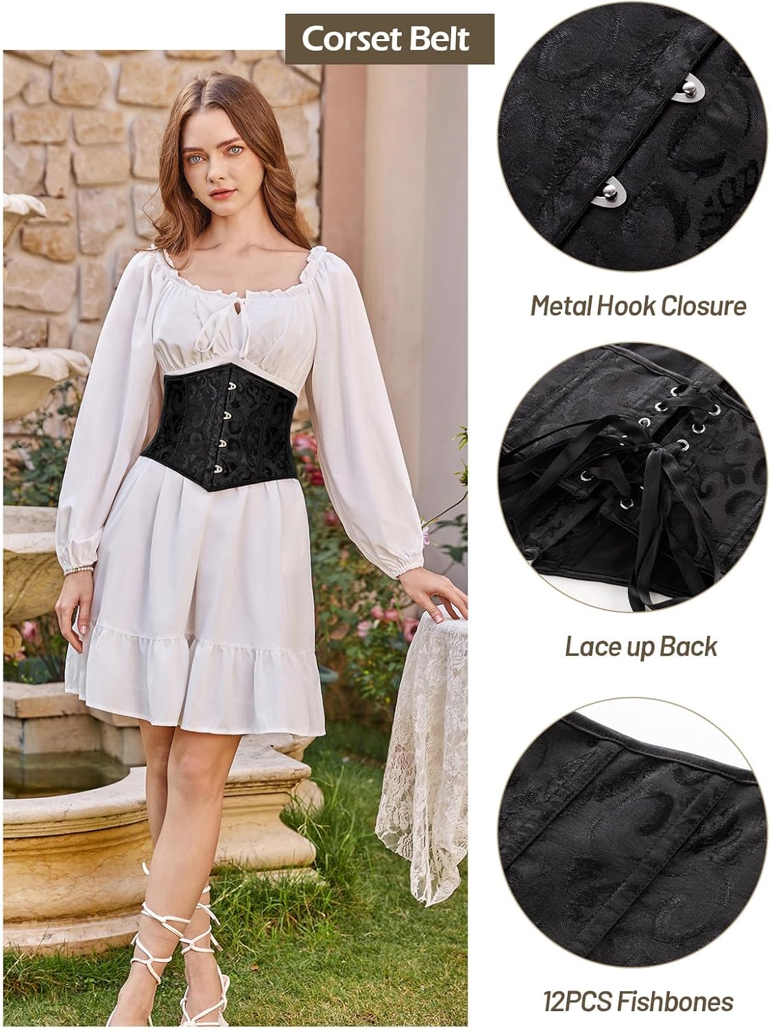 Scarlet Darkness Corset Belt for Women Fishbone Wide Waist Corset Pirate Belt