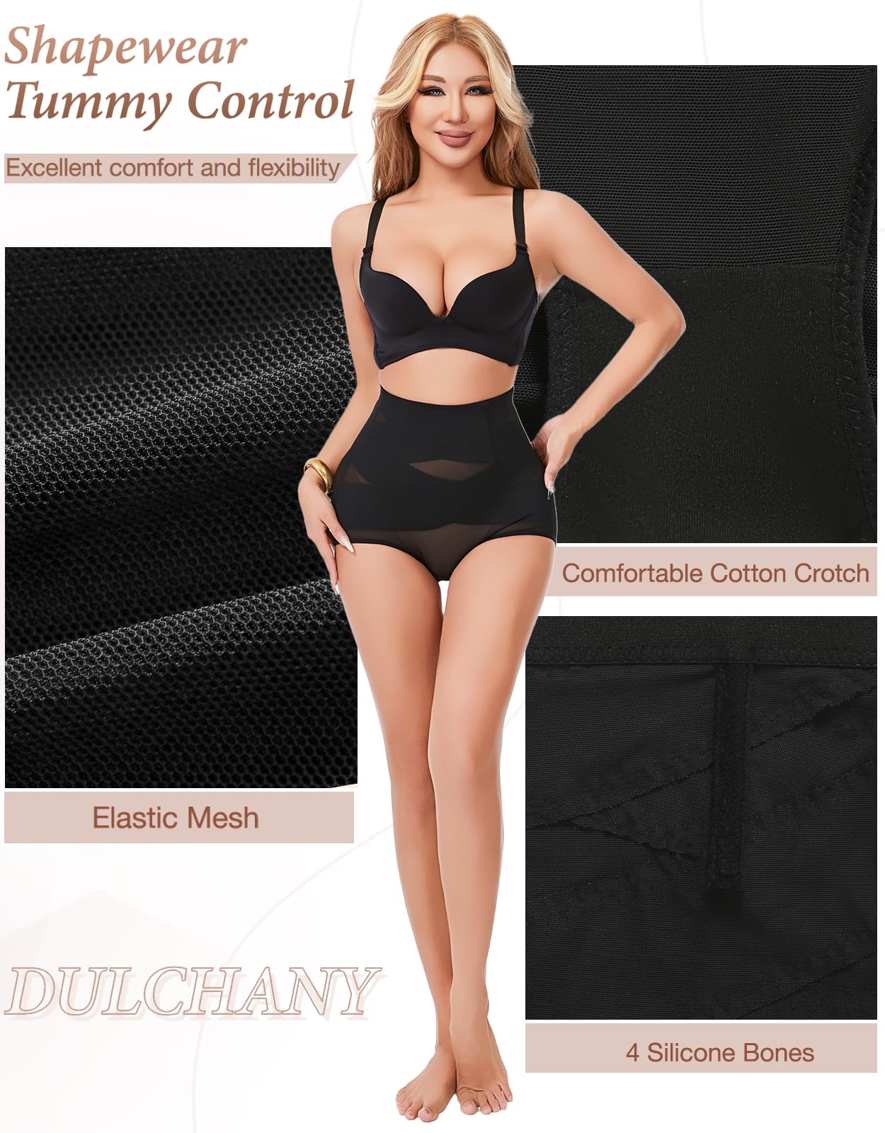 Dulchany Tummy Control Shapewear Panties for Women Body Shaper Seamless Underwear Panty Girdle