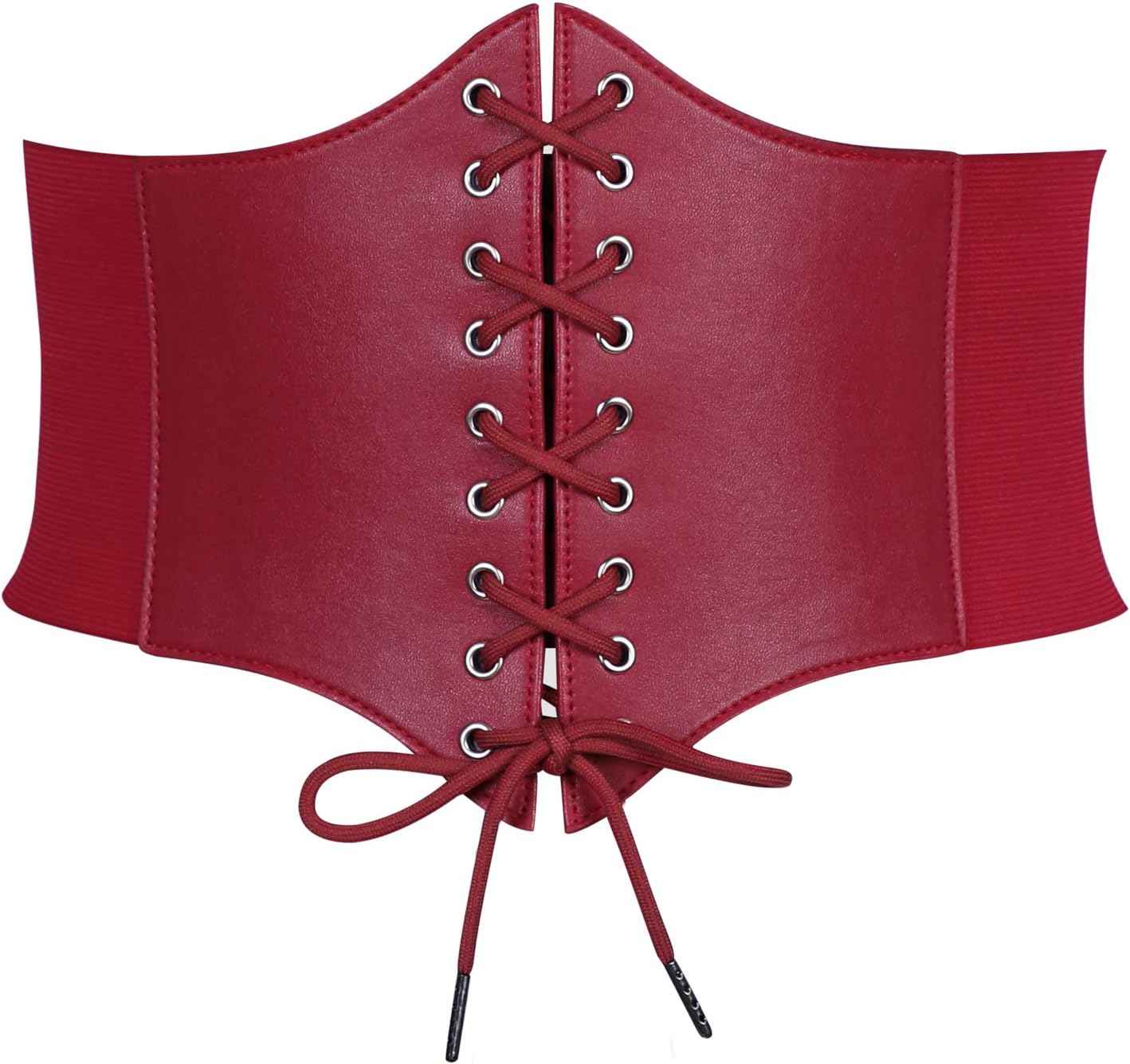 WHIPPY Women's Lace-up Corset Elastic Waist Belt, Tied Waspie Wide Belt for Women Halloween Costume