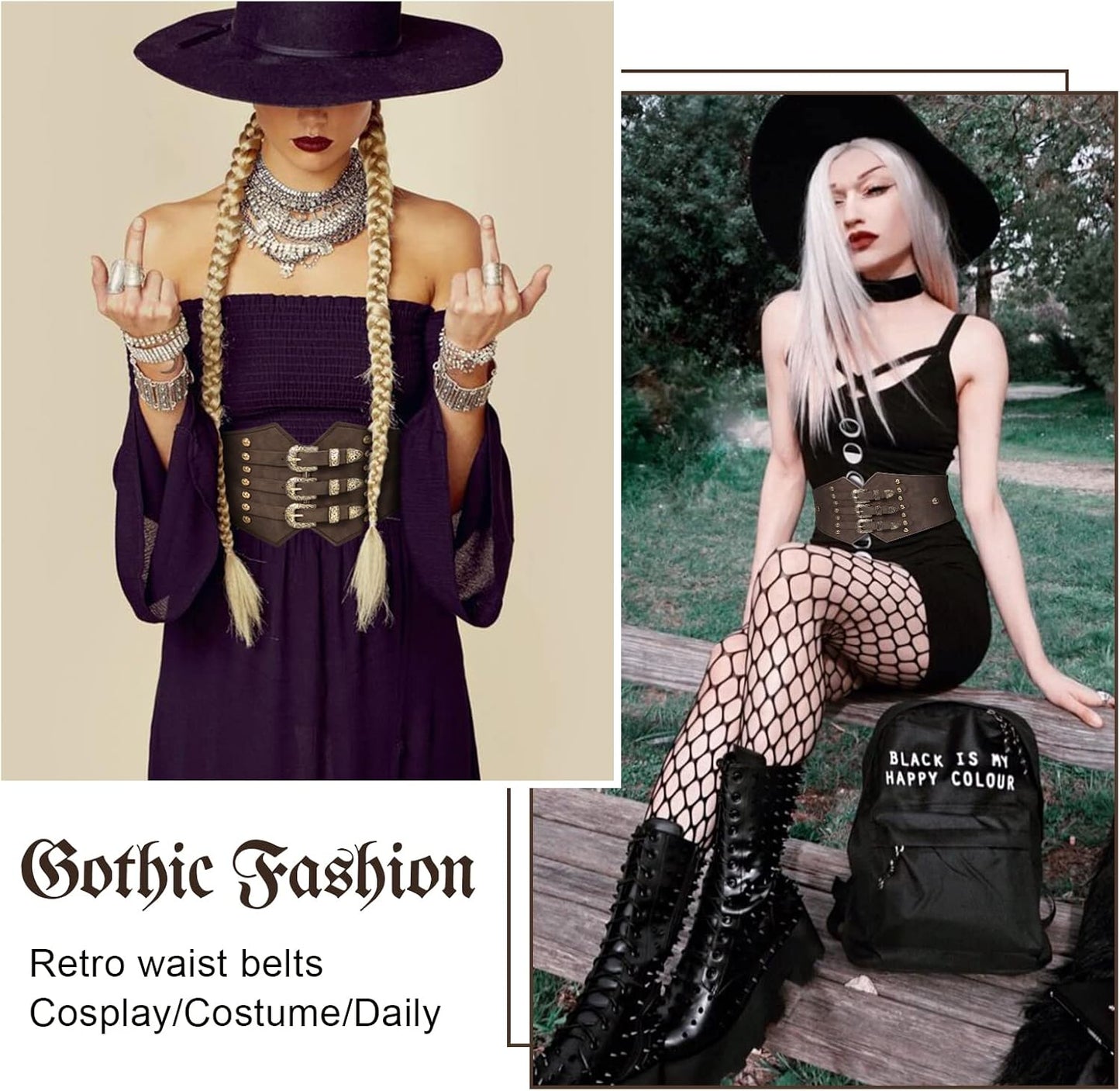 Renaissance Corset Belt for Women Wide Leather Waist Belt for Dresses and Costumes