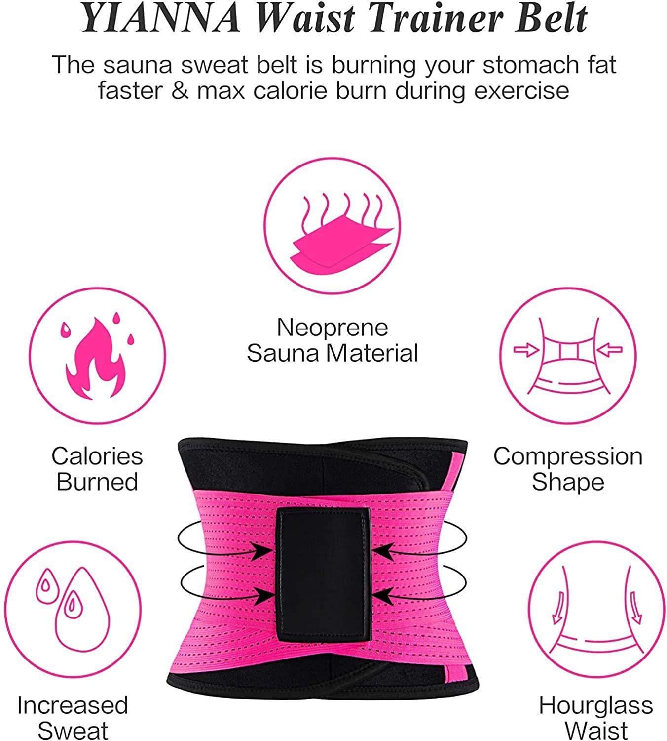 YIANNA Waist Trainer Belt for Women Waist Trimmer Weight Loss Workout Fitness Back Support Belts
