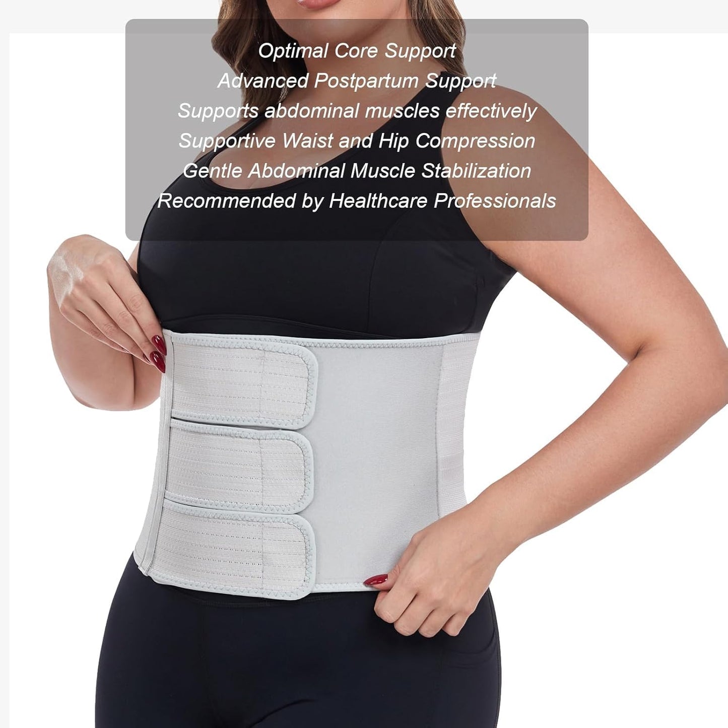 Postpartum Recovery Abdominal Binder Belly Band for Natural Delivery & C-Section Recovery, 9" High Compression Wrap