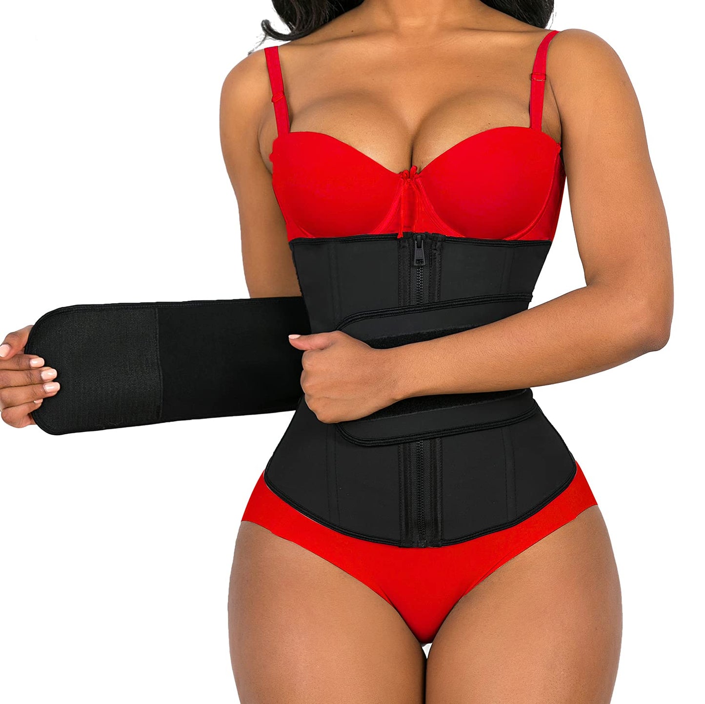YIANNA Waist Trainer for Women Latex Underbust Double Training Belt Tummy Control Waist Cincher Sport Girdle