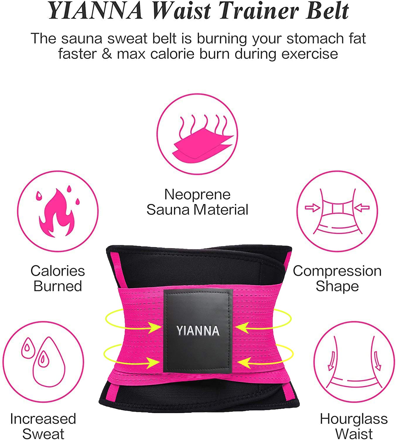 YIANNA Waist Trainer Belt for Women Waist Trimmer Weight Loss Workout Fitness Back Support Belts