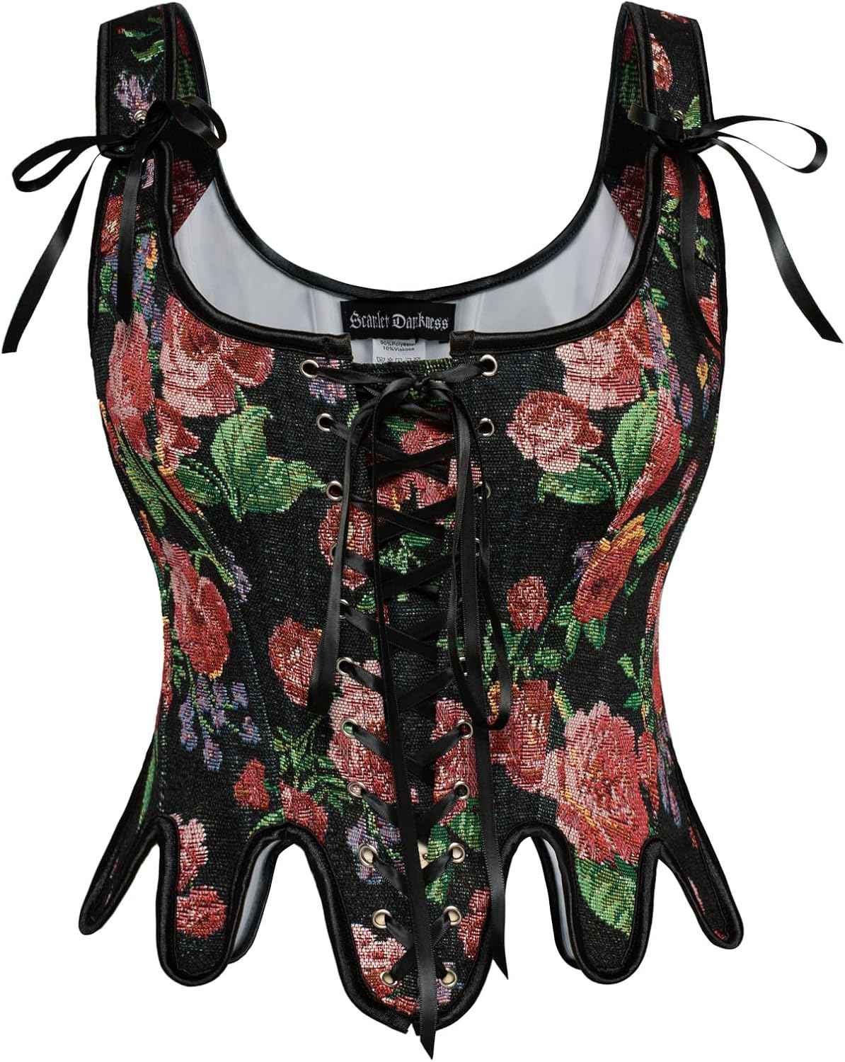 Scarlet Darkness Corset Tops for Women Renaissance Corset Floral Lace Up Bodyshaper Bustier