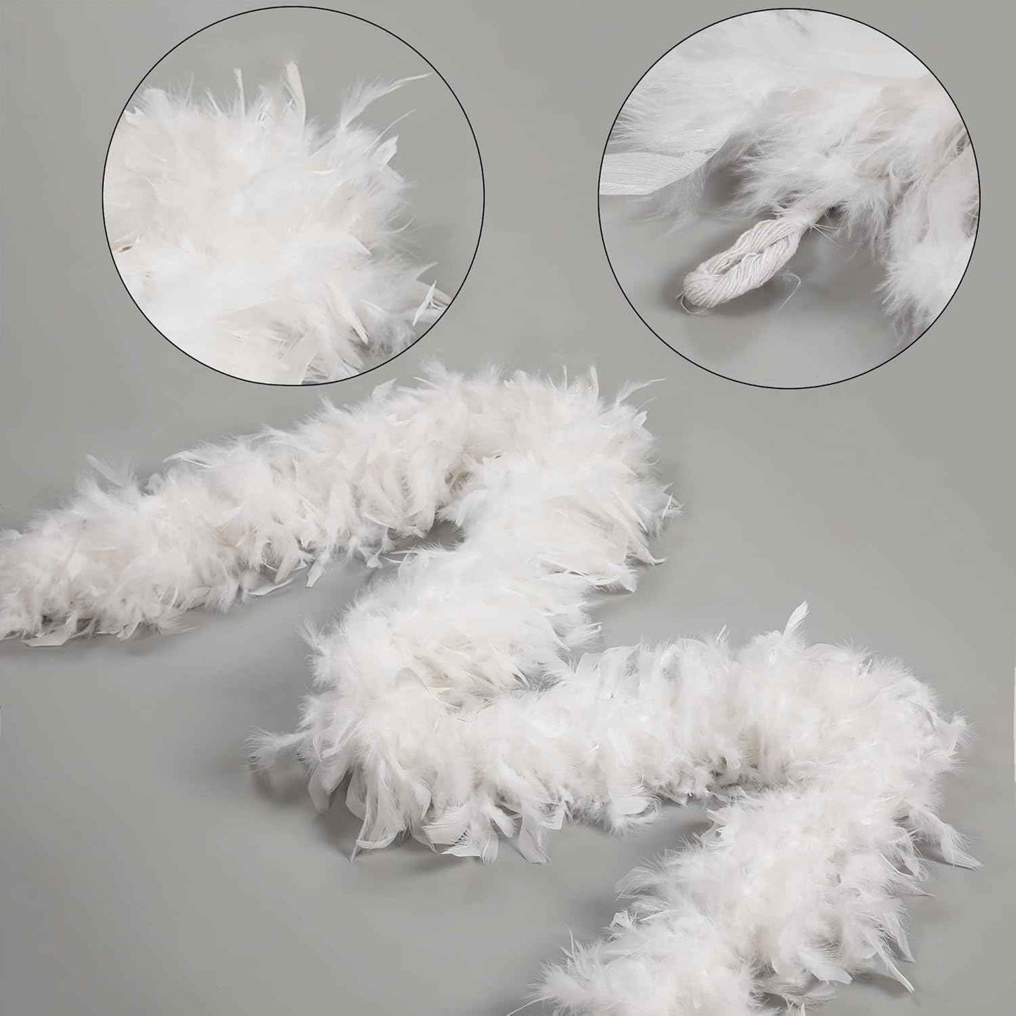 45g White Feather Boa - 2 Yards Turkey Boa Feathers for Party Bulk,Christmas,Wedding Centerpieces,Costume,Concert,Pet and Home Decoration(45g-White)