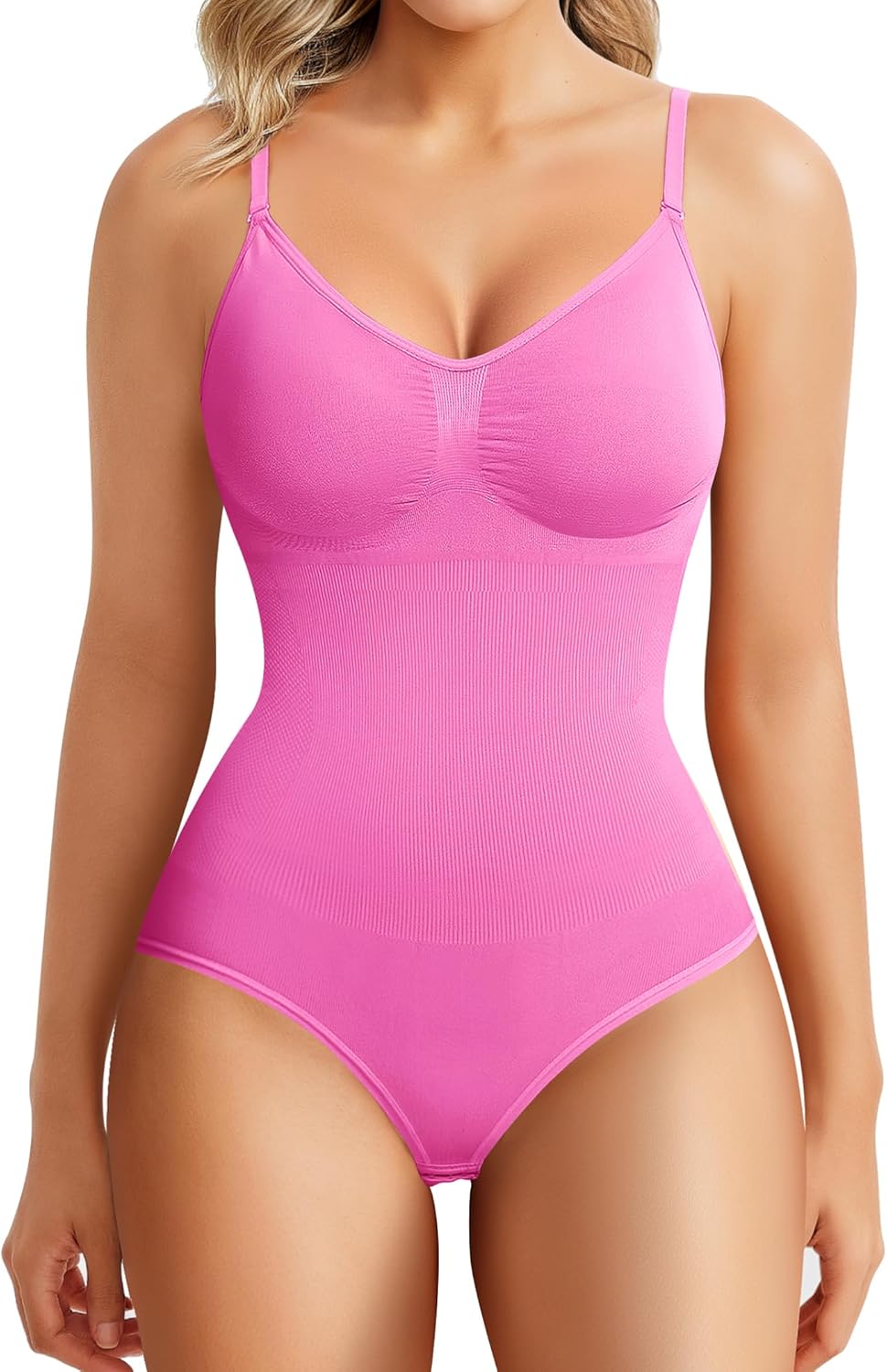 BRABIC Womens' Seamless Sleeveless V-Neck Bodysuit Shapewear Tummy Control