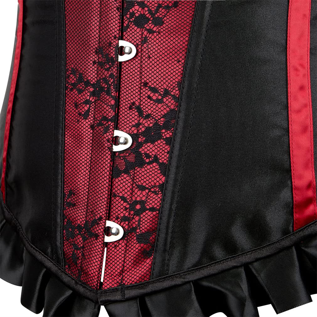 Grebrafan Womens Corsets Floral Lace Overlay Corset Bustier Top