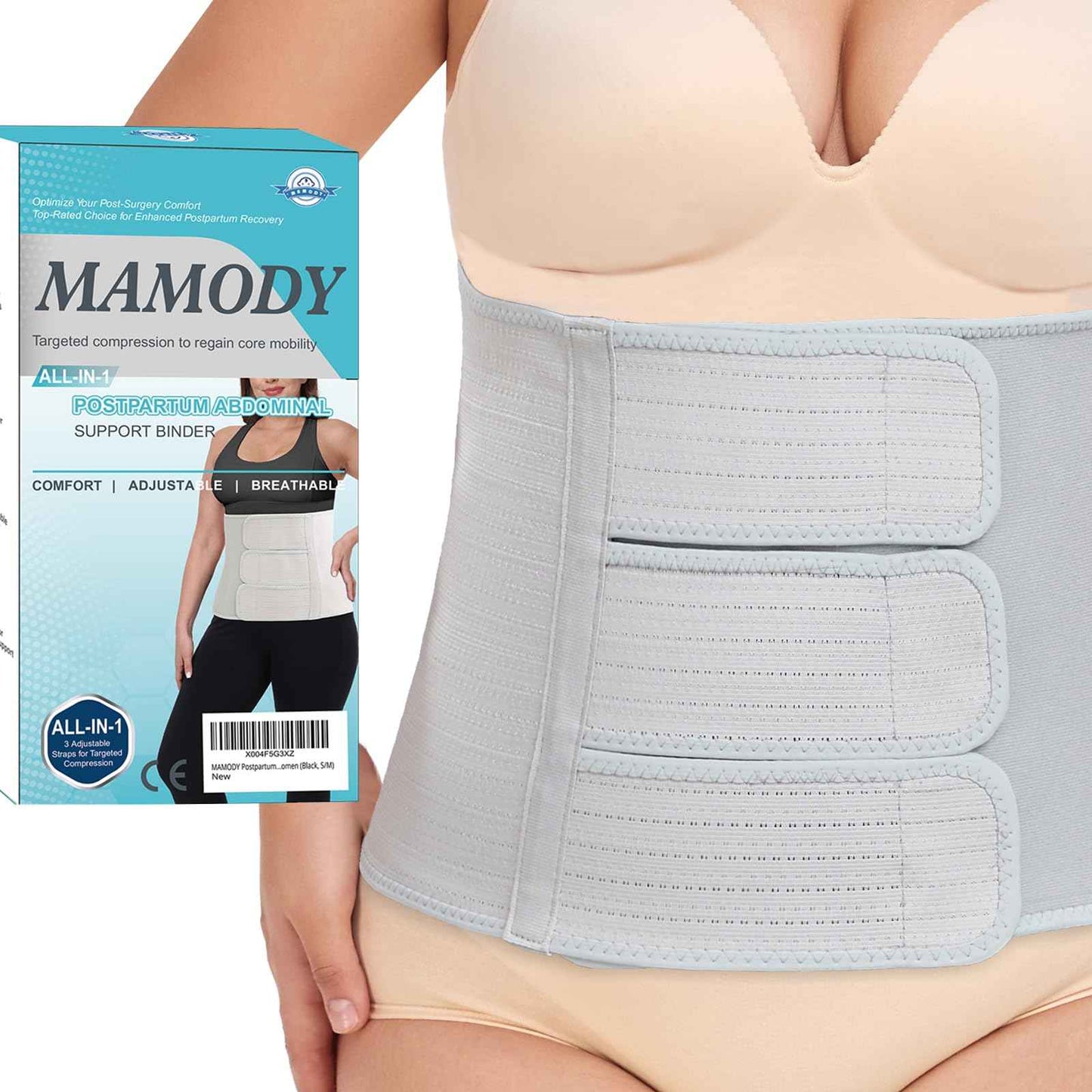 Postpartum Recovery Abdominal Binder Belly Band for Natural Delivery & C-Section Recovery, 9" High Compression Wrap