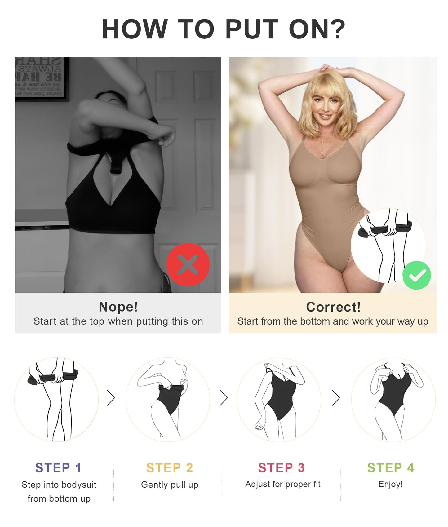 SHAPERX Women's Shapewear Bodysuit Tummy Control Body Shaper Seamless Sculpting Snatched Waist Body Suit