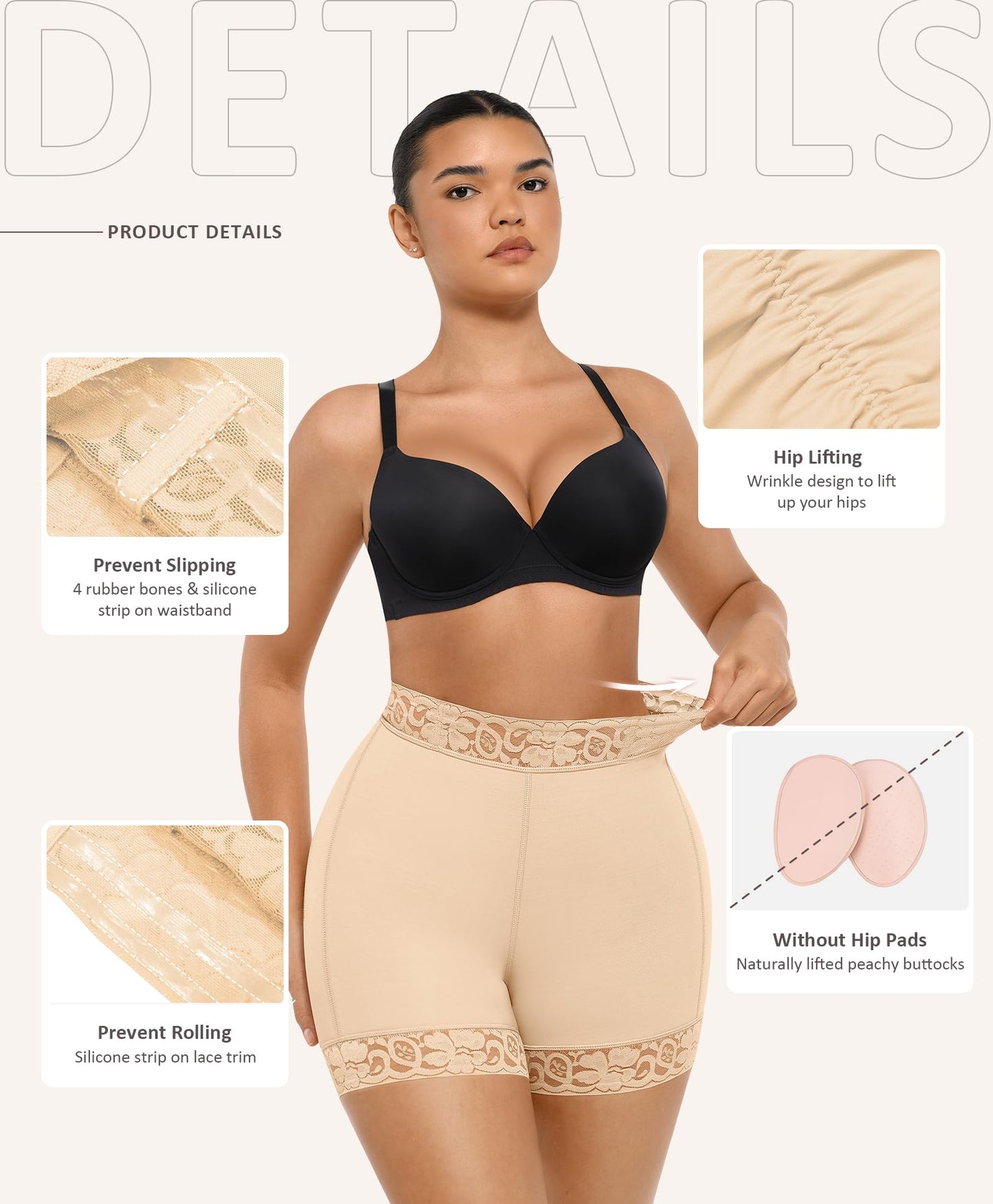 FeelinGirl Butt Lifter Panties Hip Enhancer Shapewear Tummy Control Body Shaper Shorts