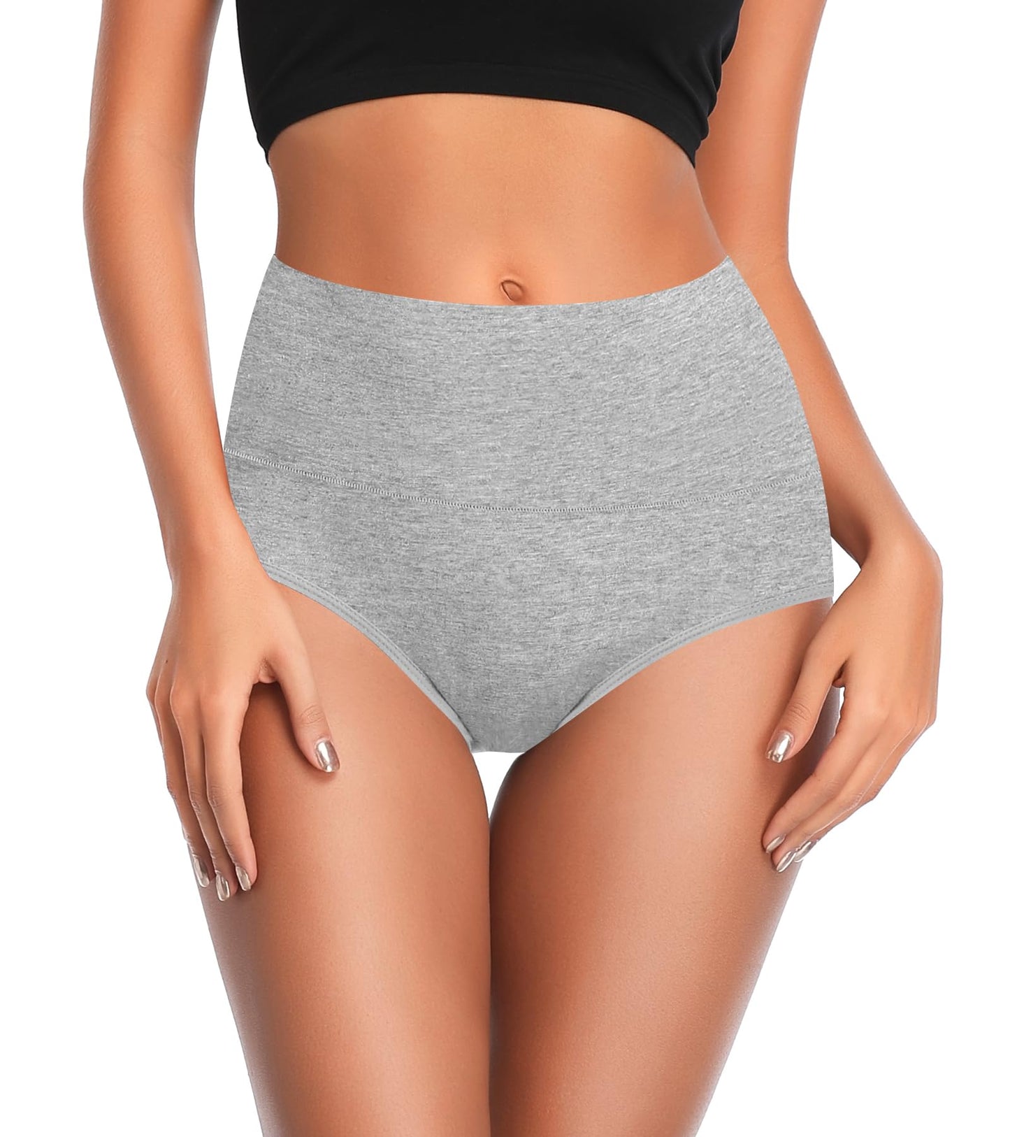 ASIMOON Tummy Control High Waisted Underwear for Women Cotton Plus Size Full Coverage Panties Ladies Briefs
